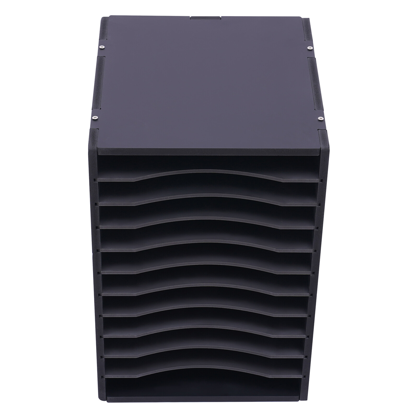 Vertical Desktop Organizer, 11 Compartment, Black, Letter-size Shelves