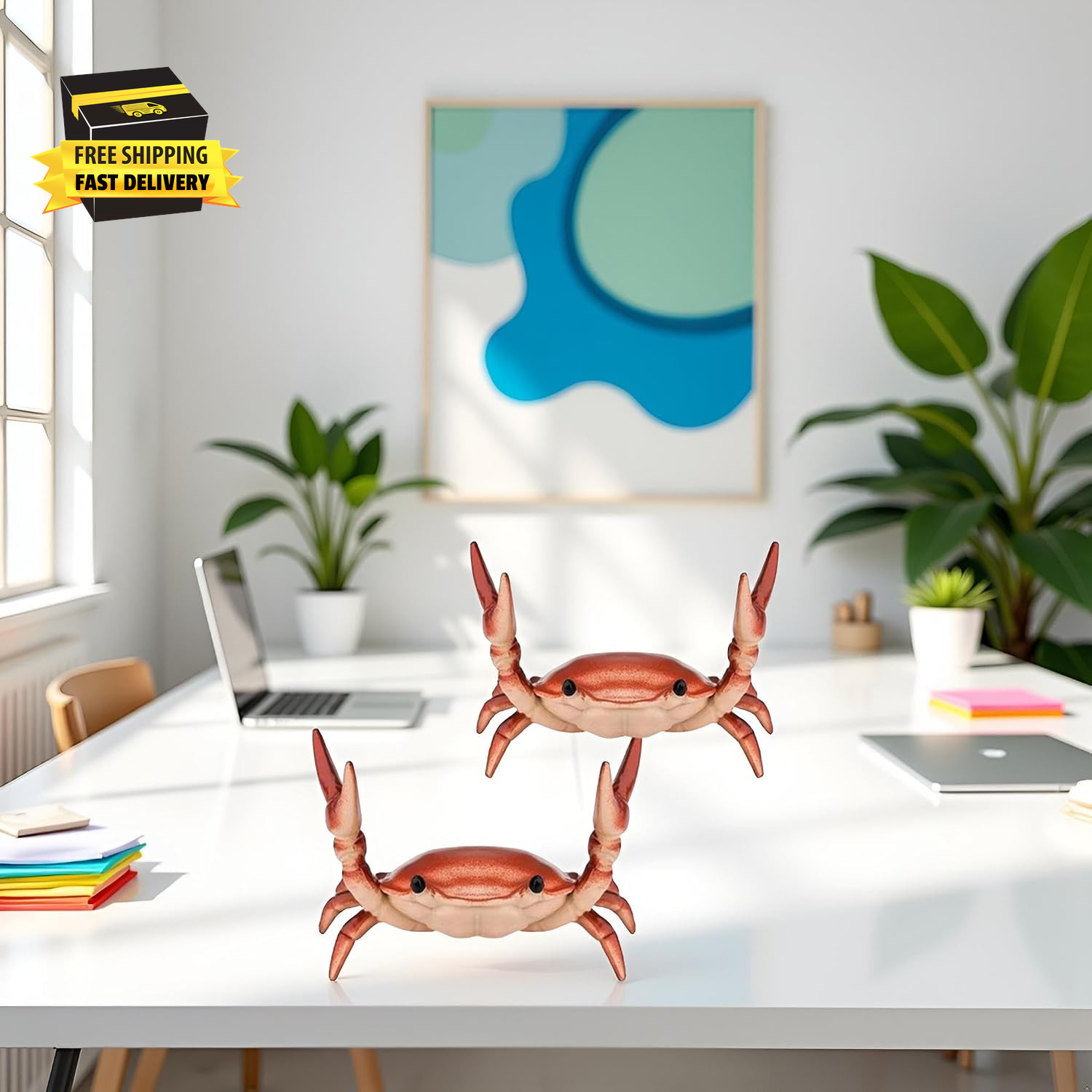 2Pcs Creative Crab Pen Holder Weightlifting Crabs Pen Stand Storage Rack, Office