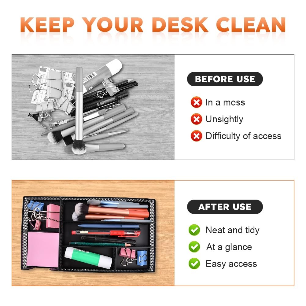 Loyanger Desk Drawer Organizer, Office Metal Mesh Divider Black