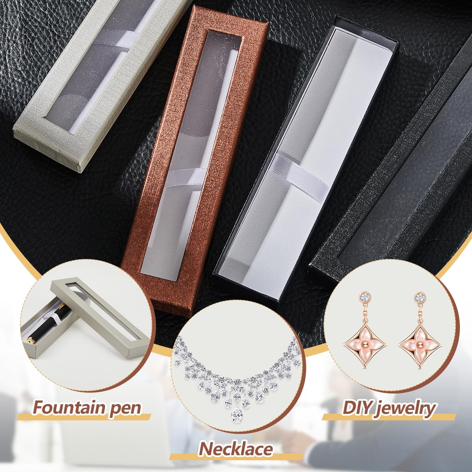 Pen Gift Boxes 36 Pack Clear Lid Cushion Jewelry Display Case Bulk – US
