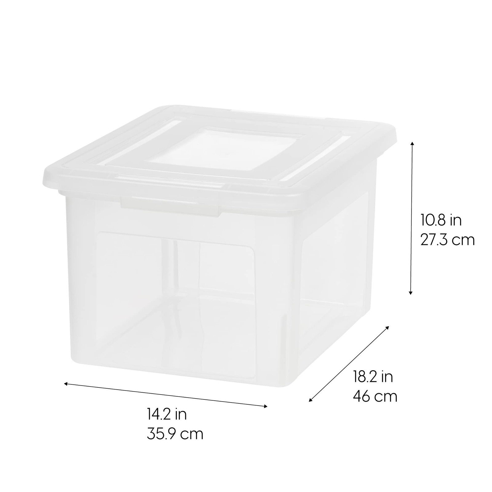 IRIS USA File Box, Plastic Boxes With Lids, Document Single, Clear