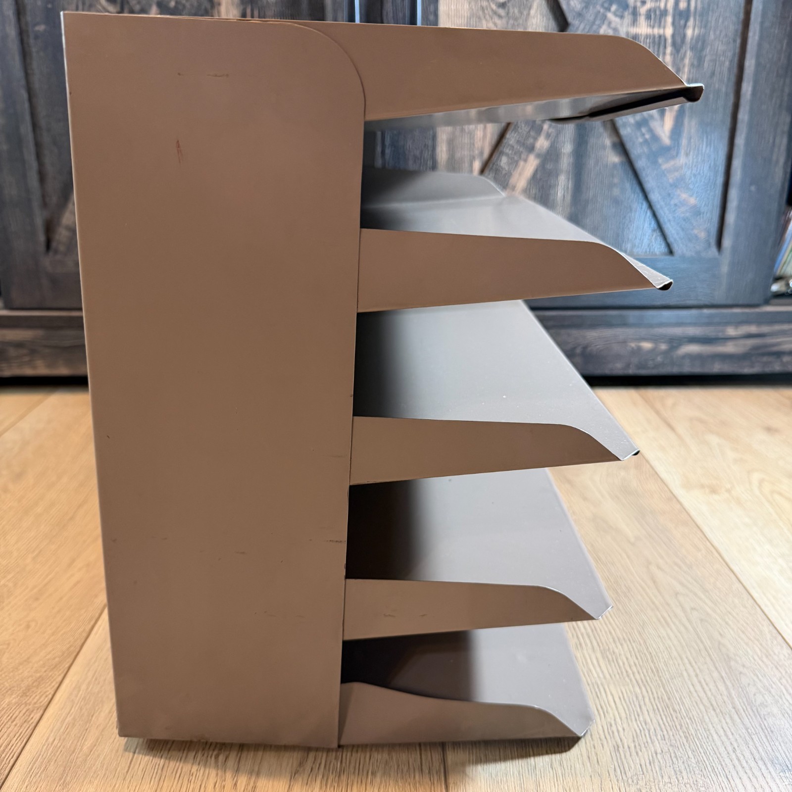 Vintage Metal Paper Holder 5-Tier Shelf File Letter Tray Desk Organizer READ