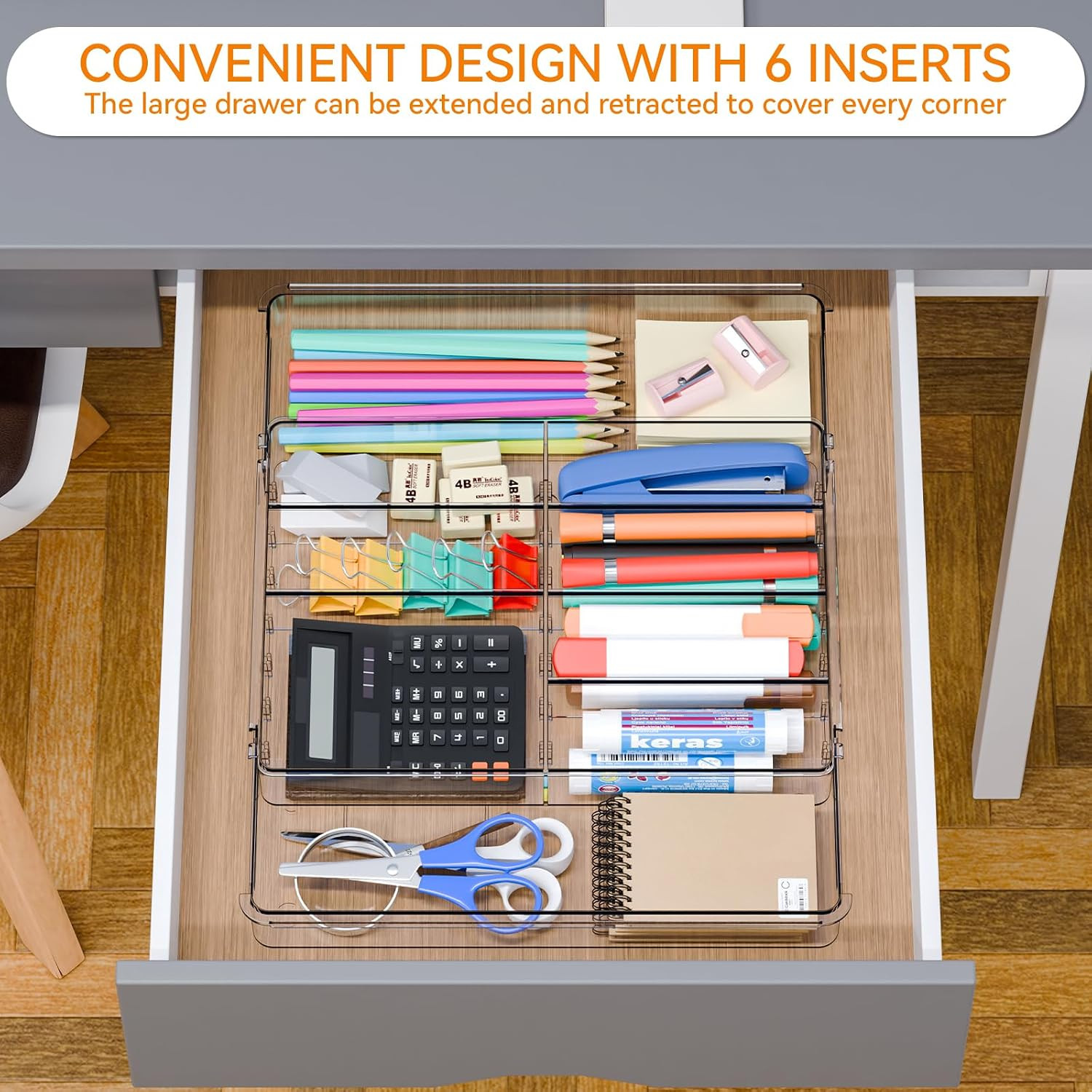 Expandable Desk Drawer Organizer Tray,1.8 Inch High Junk Drawer
