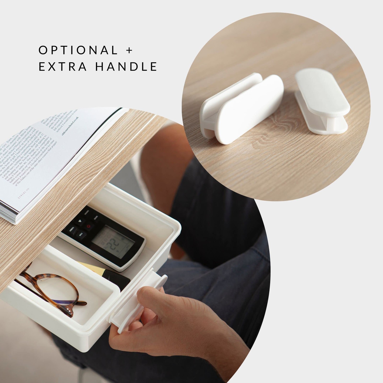 Under Desk Drawer Slide Out Hidden Organizer White 13.3×10.02×2.8 Inch