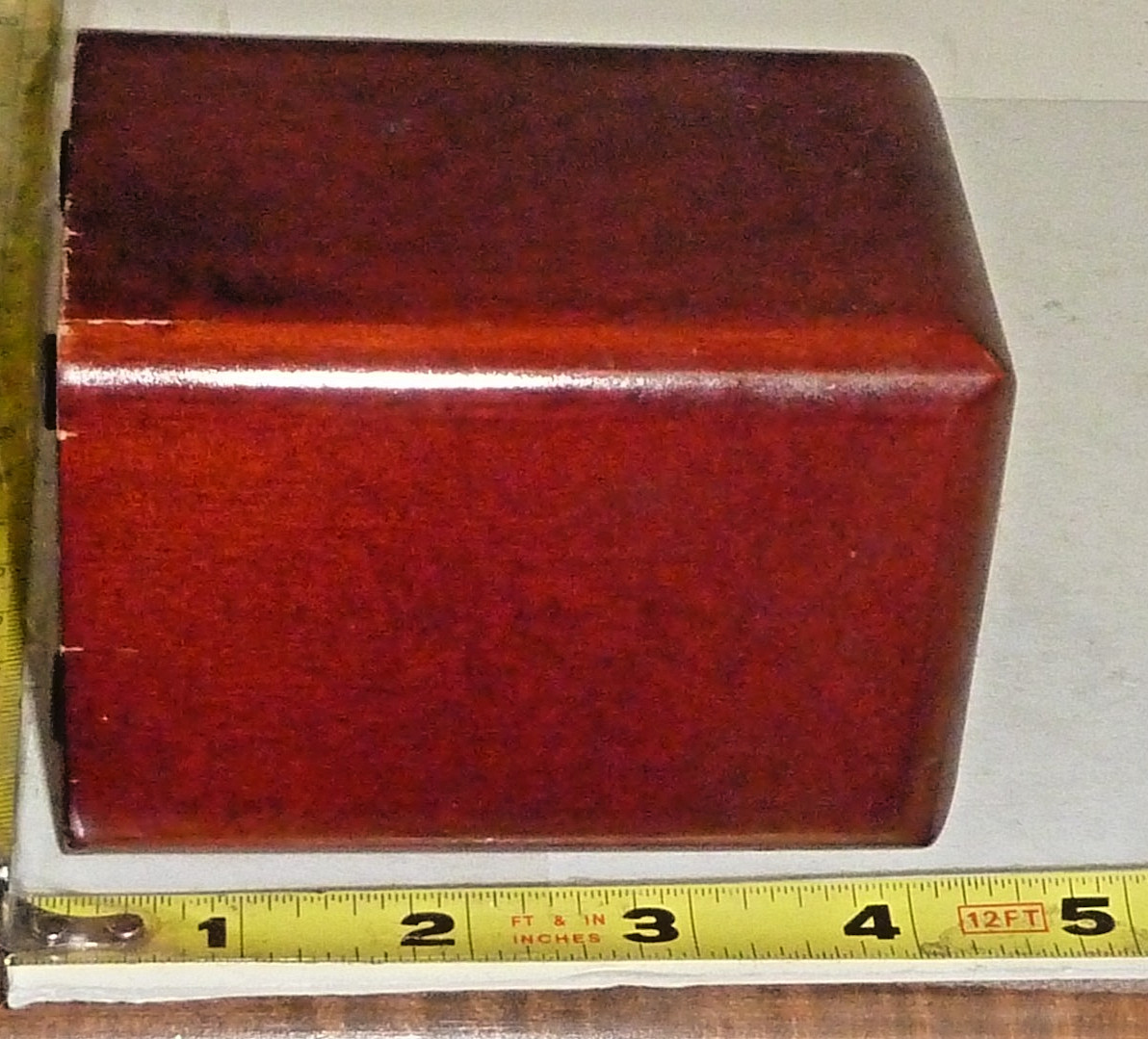 Vtg ELDON Solid Wood Square PENCIL HOLDER -Mahogany -Desk ~2¾ x 4″ High