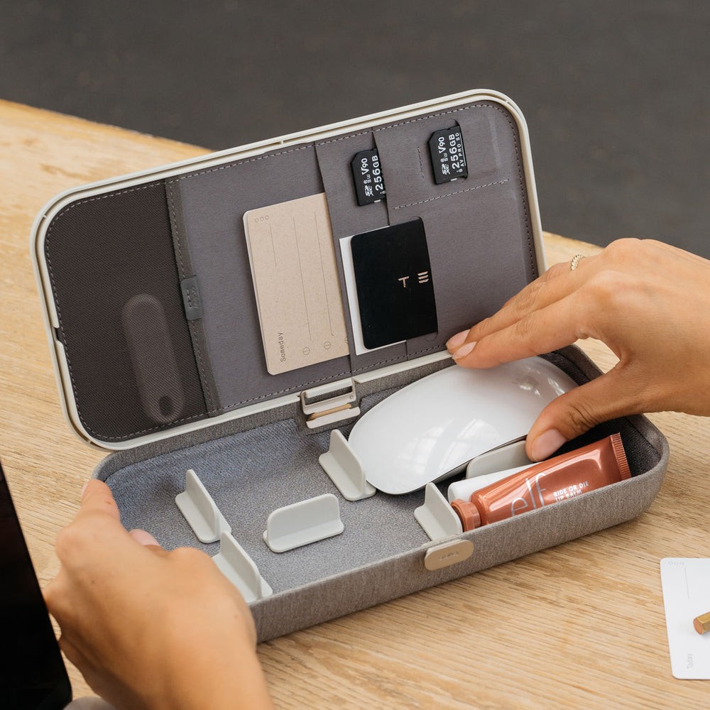 Orbitkey Portable & Customizable Desk Organizer Case with Wireless Charger, Ash