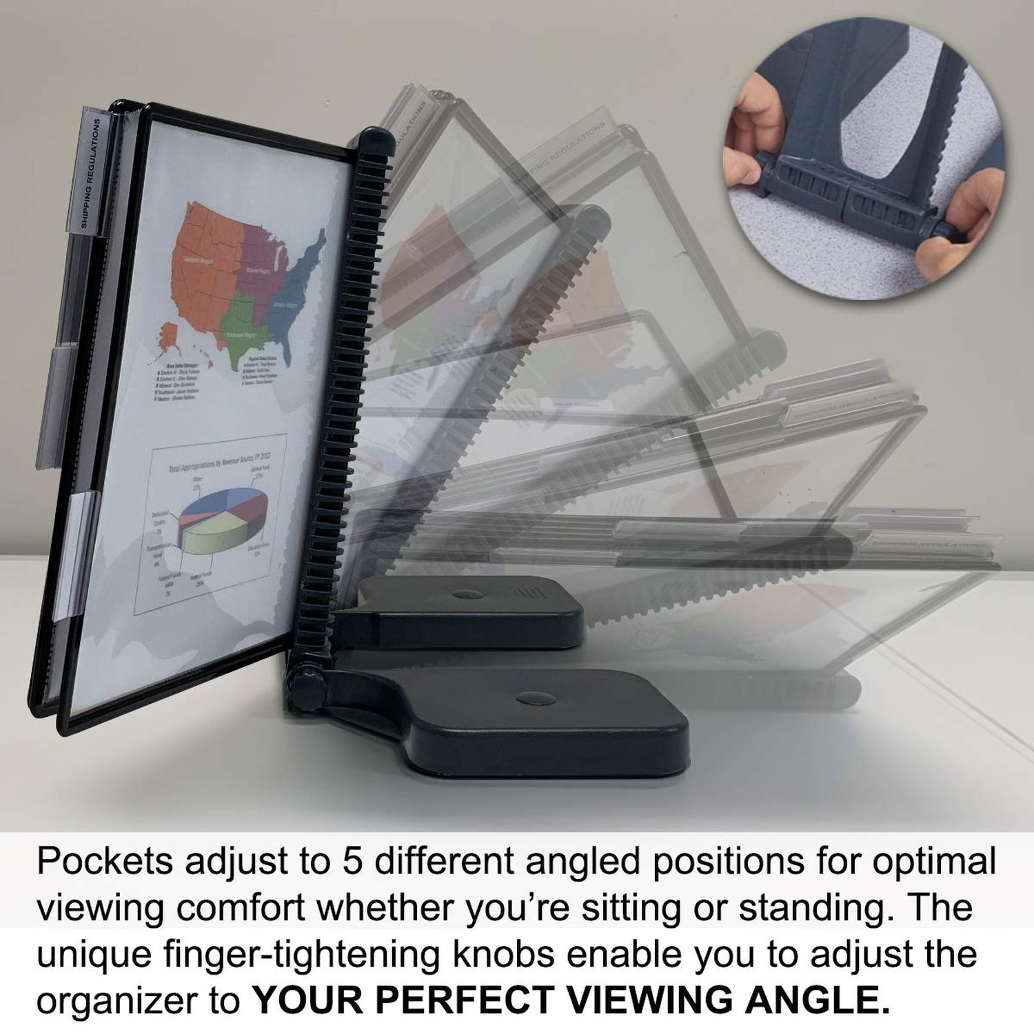 Ultimate Office AdjustaView 20-Pocket Desk Reference Organizer with Easy-Load…