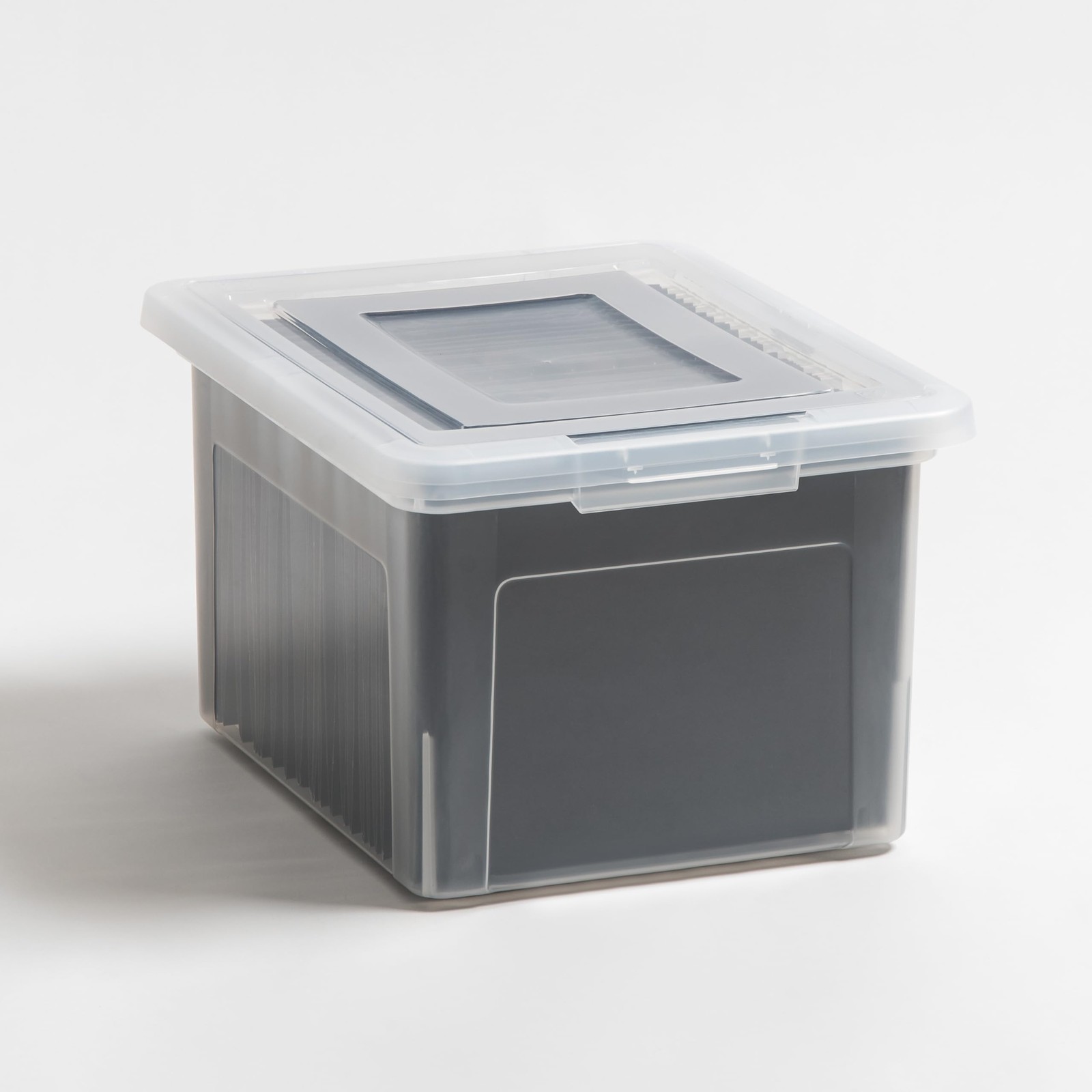 IRIS USA File Box, Plastic Boxes With Lids, Document Single, Clear