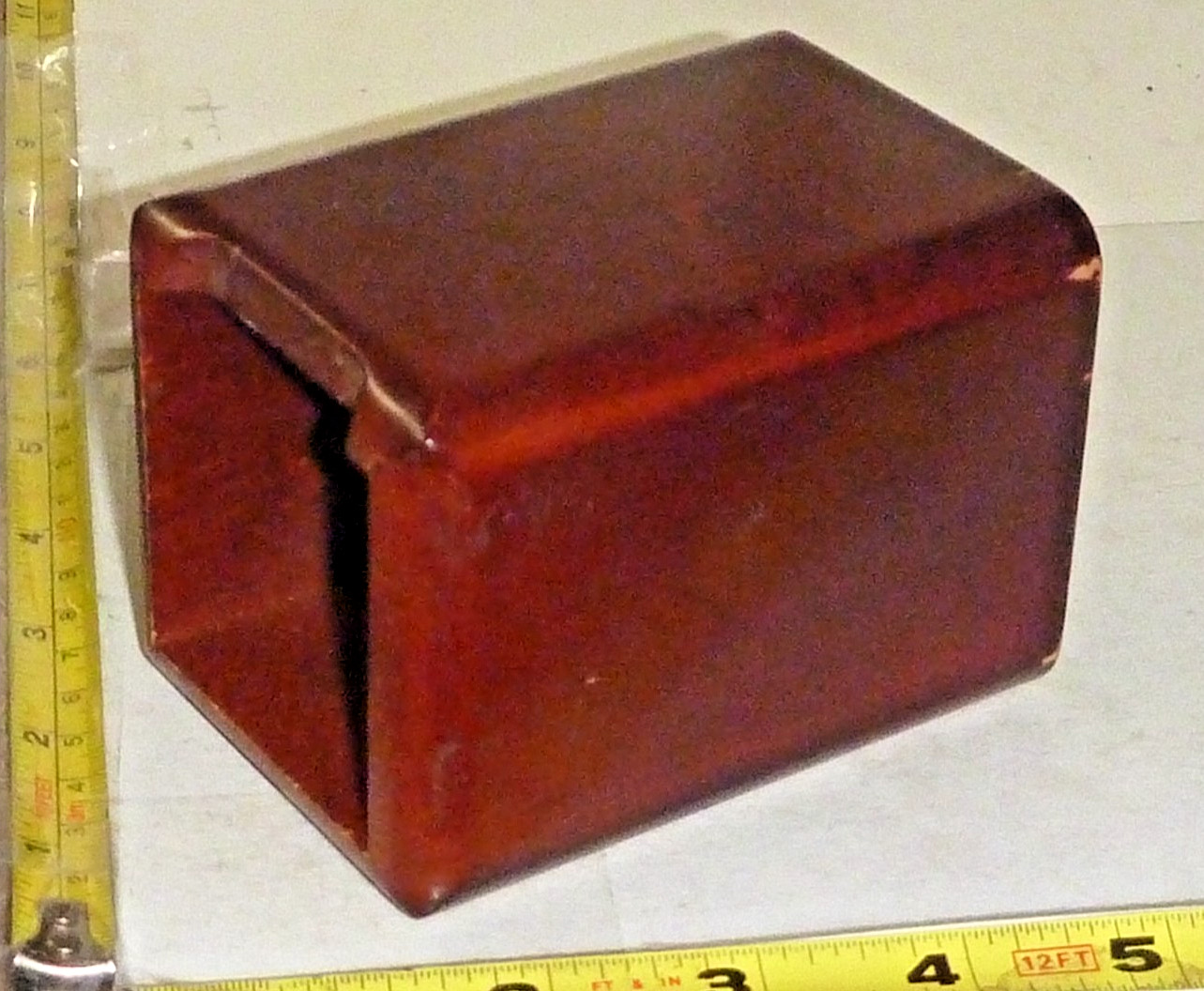 Vtg ELDON Solid Wood Square PENCIL HOLDER -Mahogany -Desk ~2¾ x 4″ High