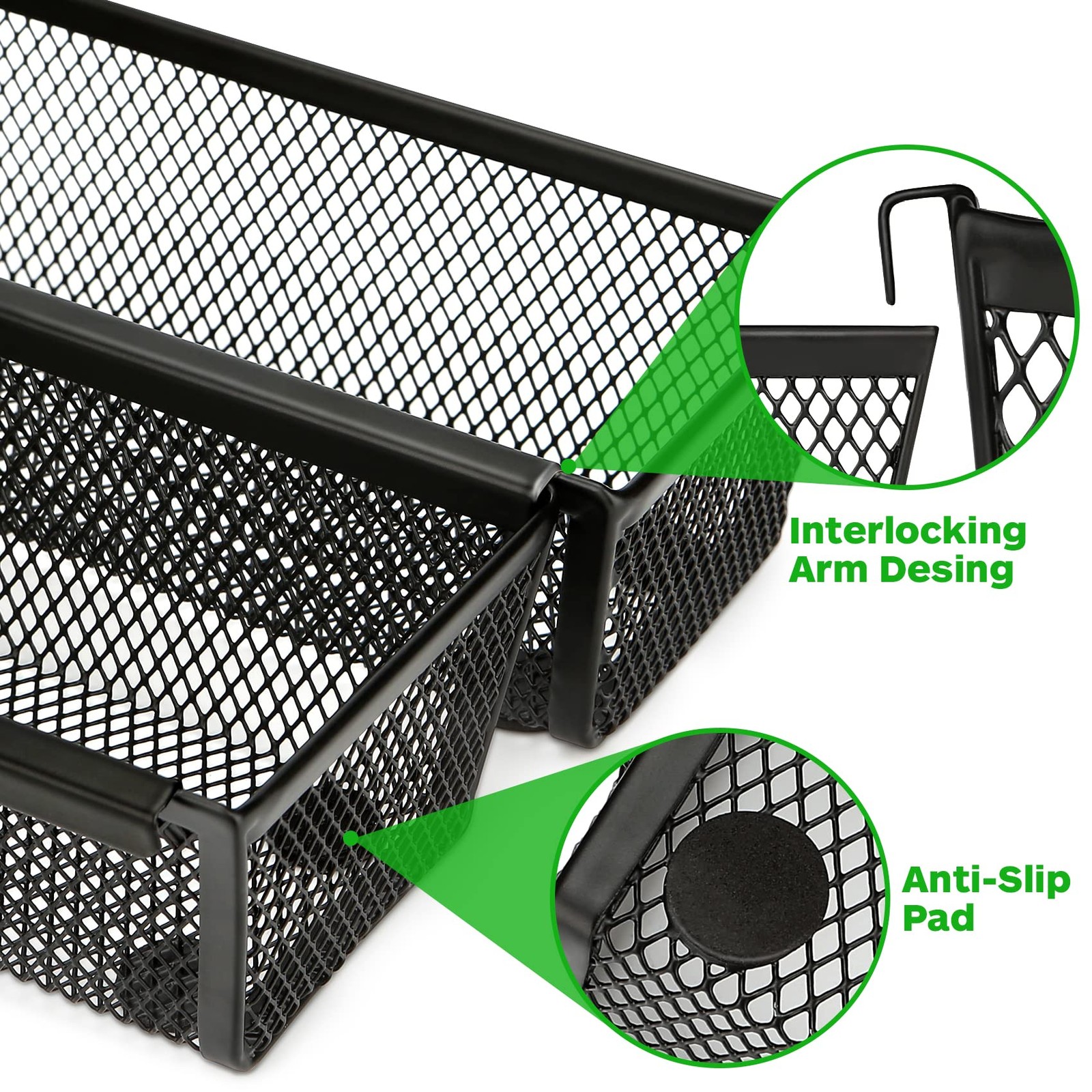 Smgmg Silverware Drawer Organizer, 9.6 * 3 * 2 Inches, Black