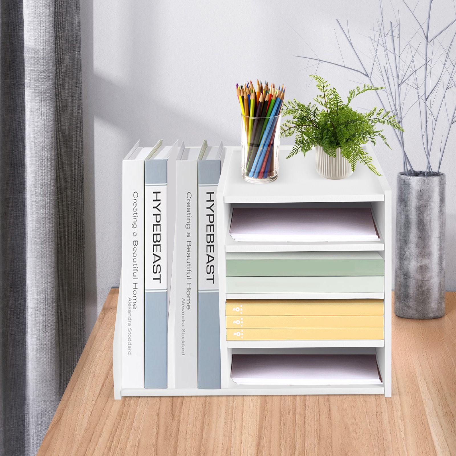 6-Tier PVC File Holder Organizer with Ample Storage Space, 15.35″ x 12.16″