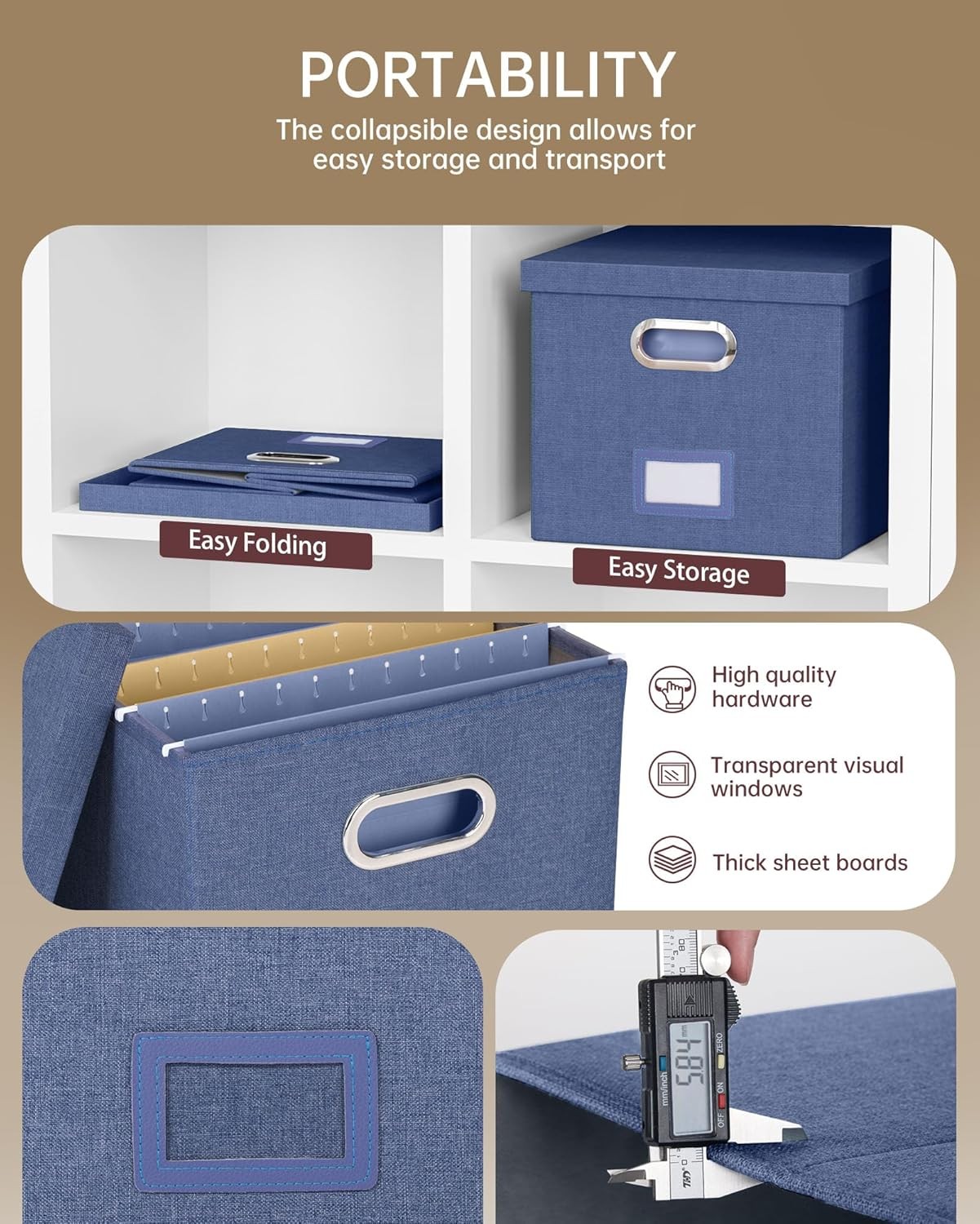 Oterri File Organizer with Lid, Box, Cabinet for 1 pack, Blue