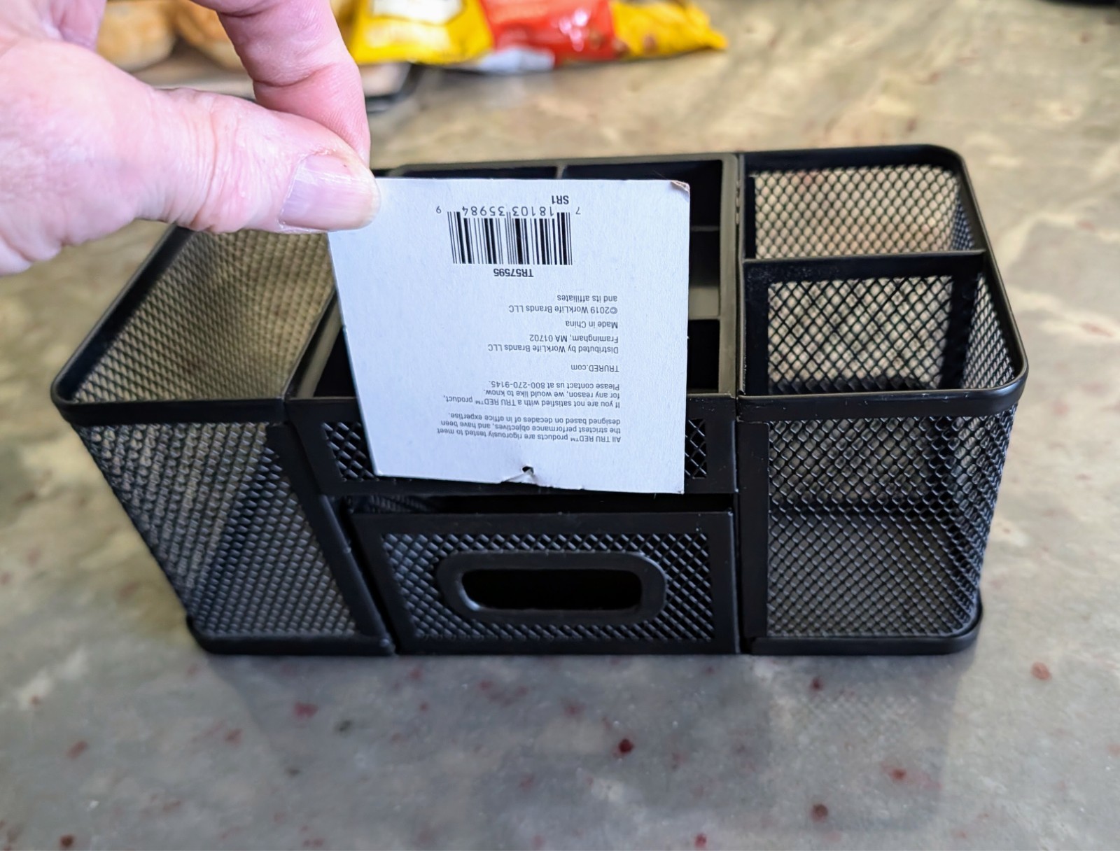 Tru Red Small Desk Top Organizer with Drawer – Black