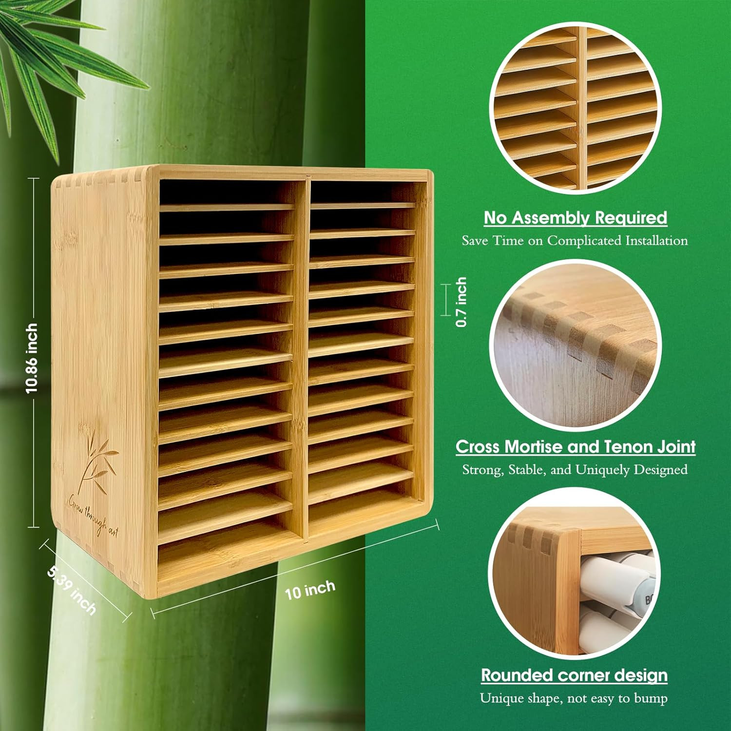 Marker Organizer for 168 Markers,Bamboo Wooden Desk Storage Organizer Rack,Marke