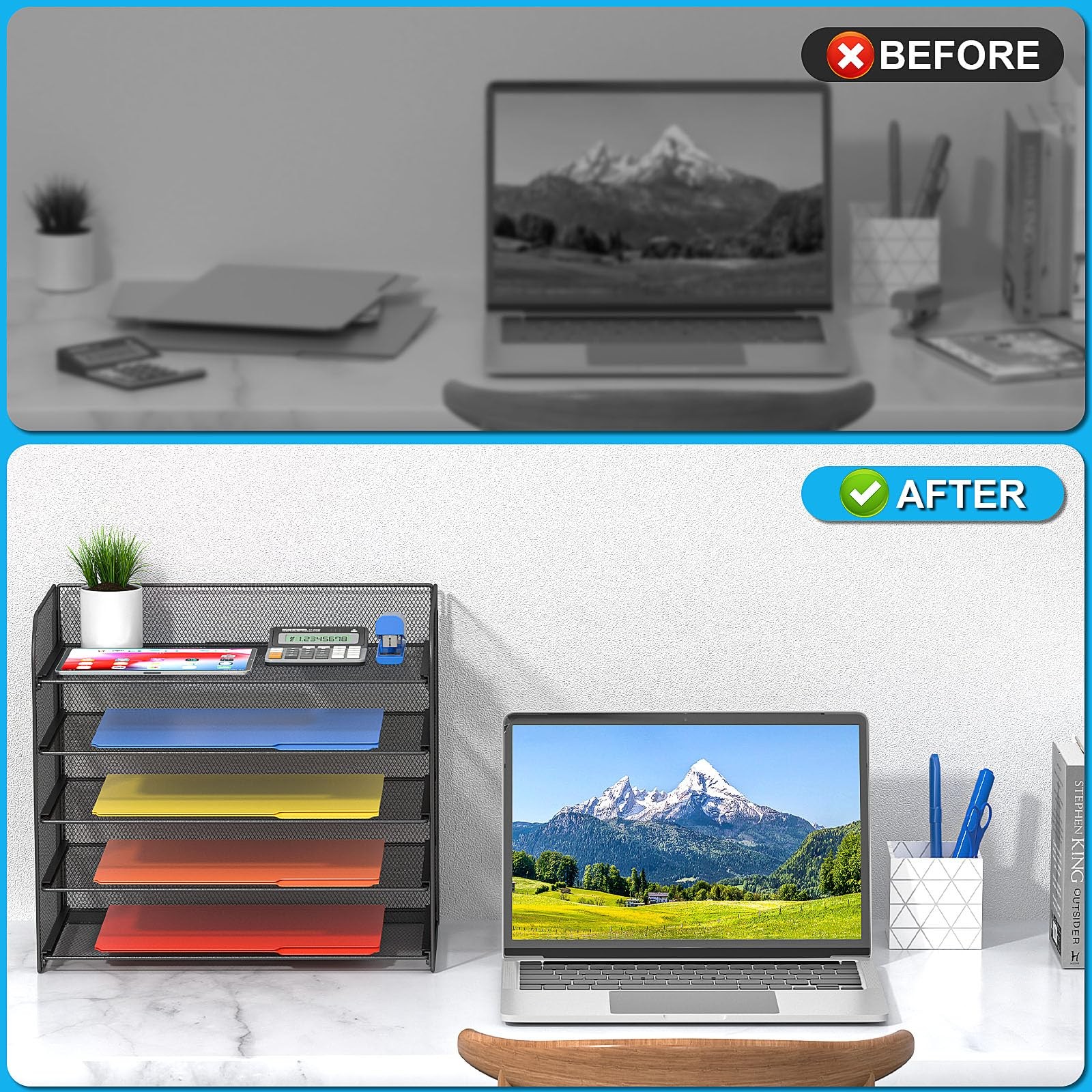 2 Pack Legal/A4/Letter Size Desk Paper Organizer Desktop File Organizer Docum…