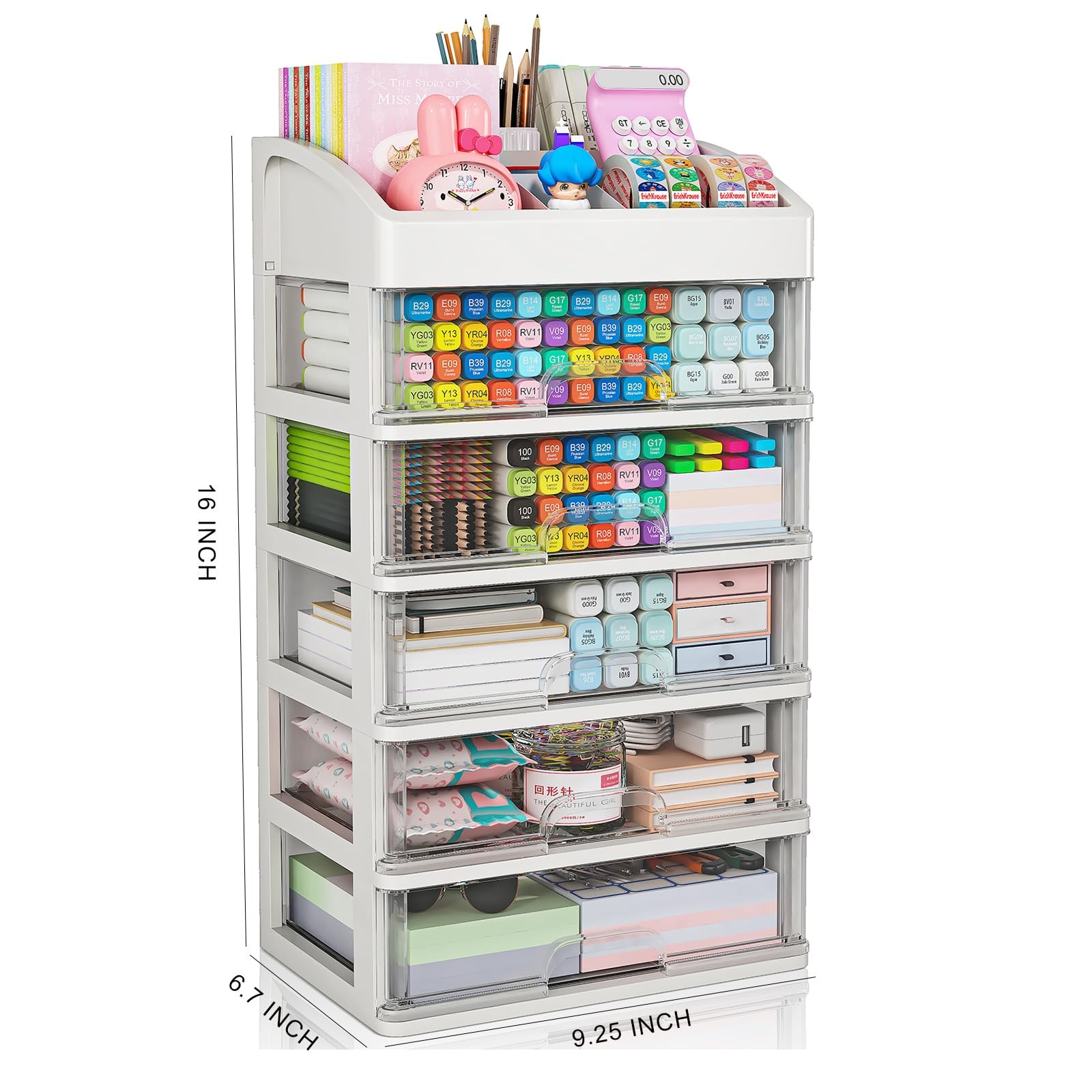 5~Drawer Desk Organizer Storage Box for Office, Home, School