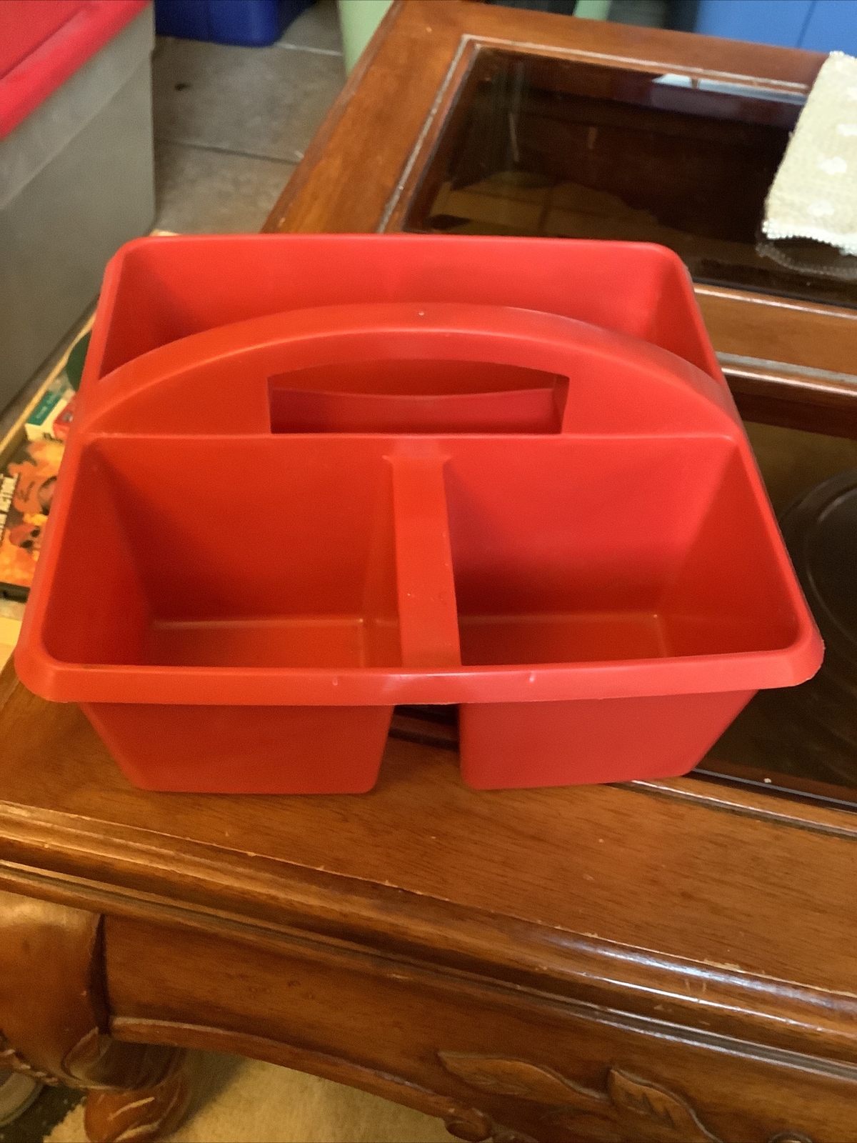 Darice – Classroom Caddy – 9 1/4” X 9 1/4” X 3 5/8” – Red – 3 Section
