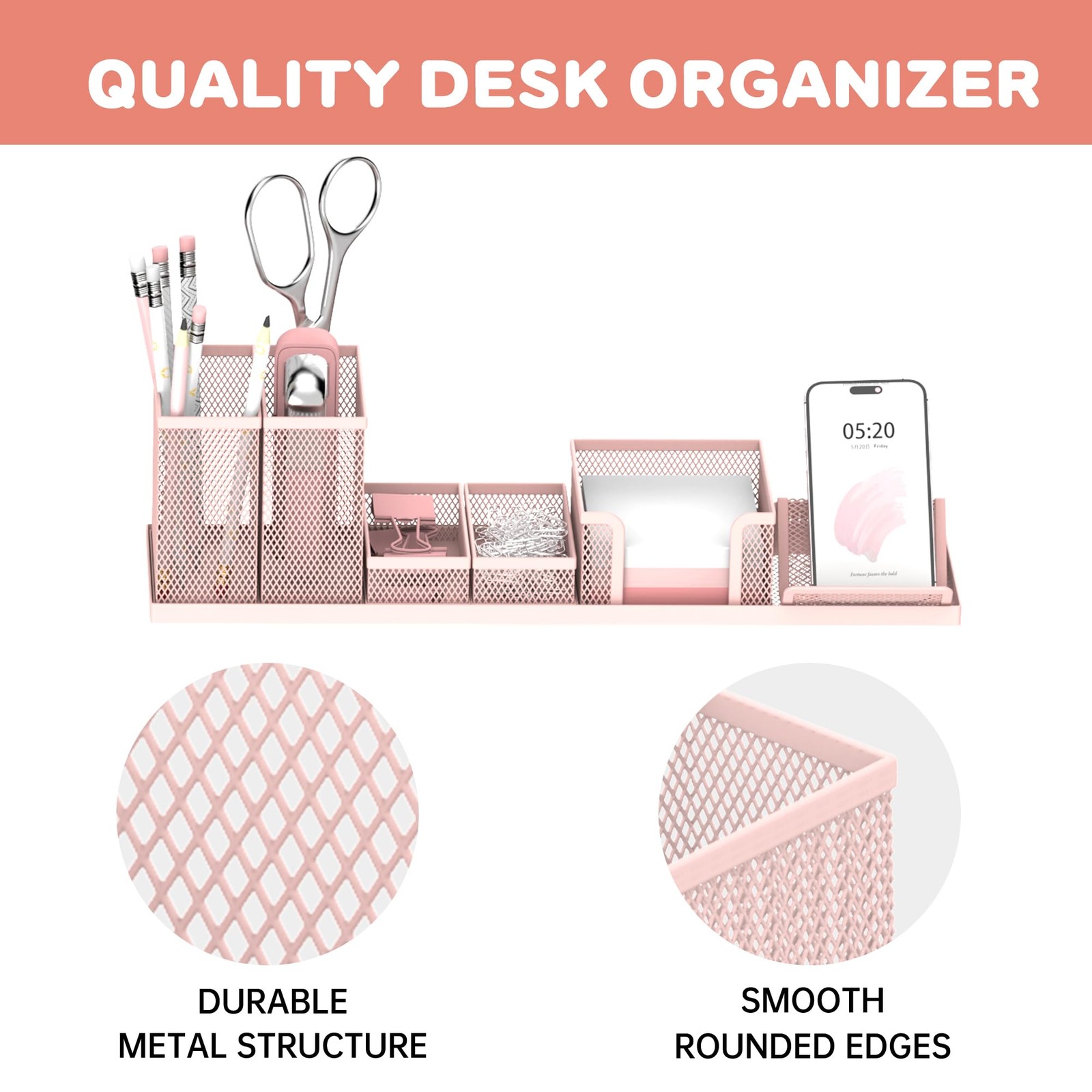 Pen Holder for Desk, 6 Piece Mesh Desk Organizer set for Office Organization …