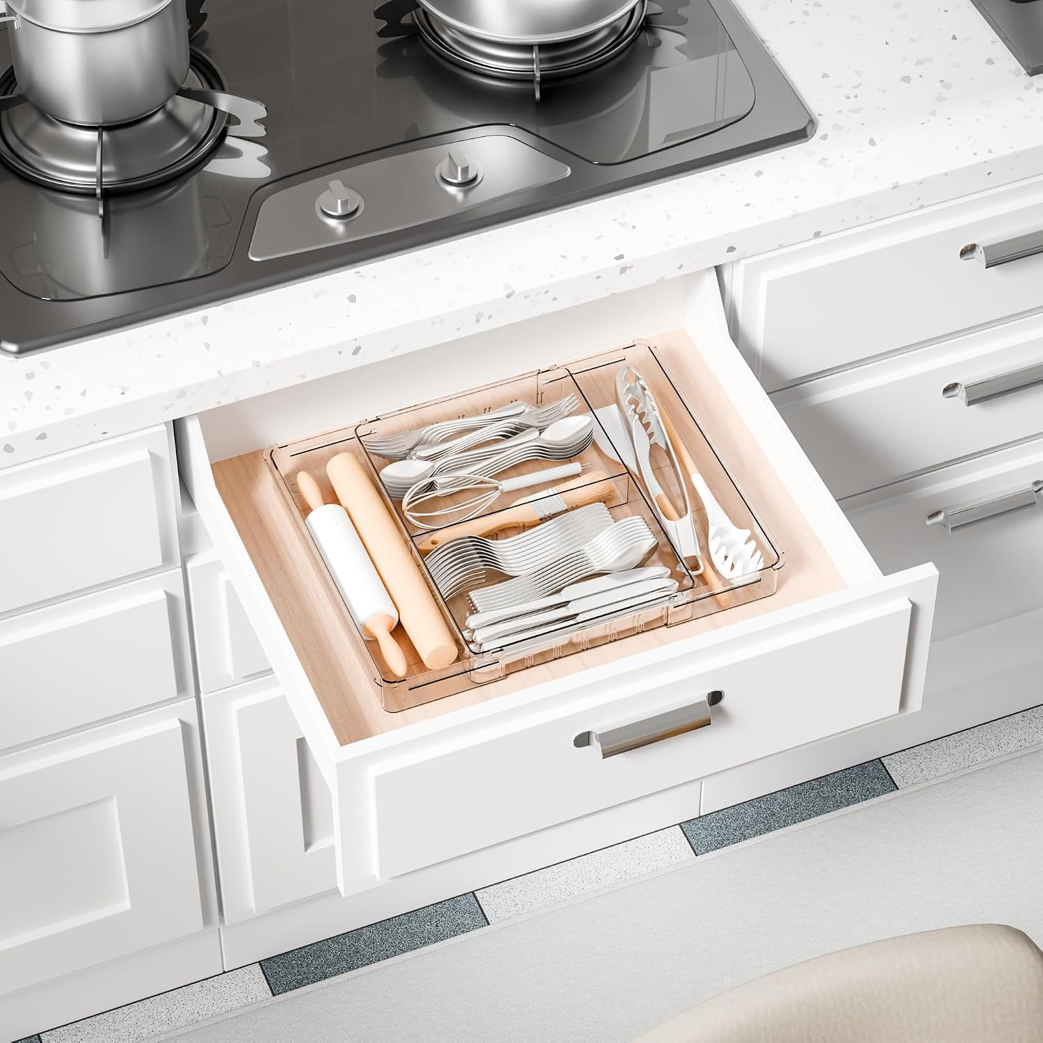 Expandable Desk Drawer Organizer Tray,1.8 Inch High Junk Drawer