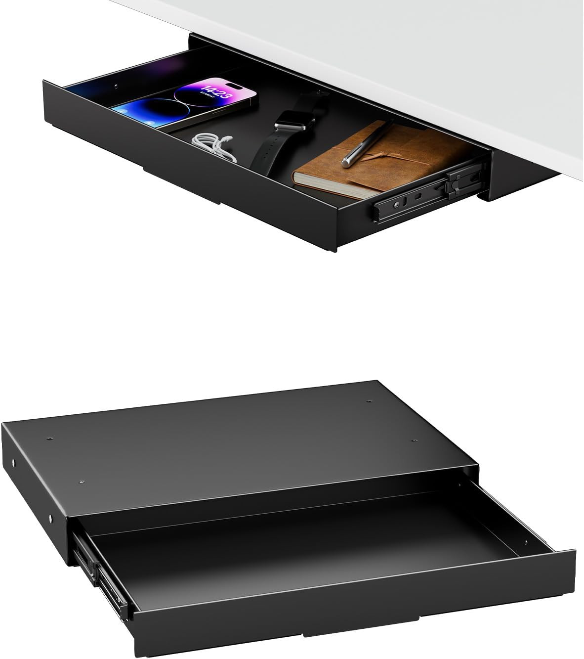 under Desk Storage Drawer 14.8″ Wide – Smooth Slide Out Organizer for Standing D