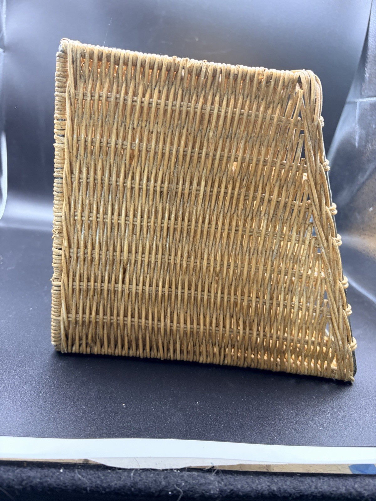 Vintage Wicker Rattan Desk Mail Organizer work Office Cottagecore Boho