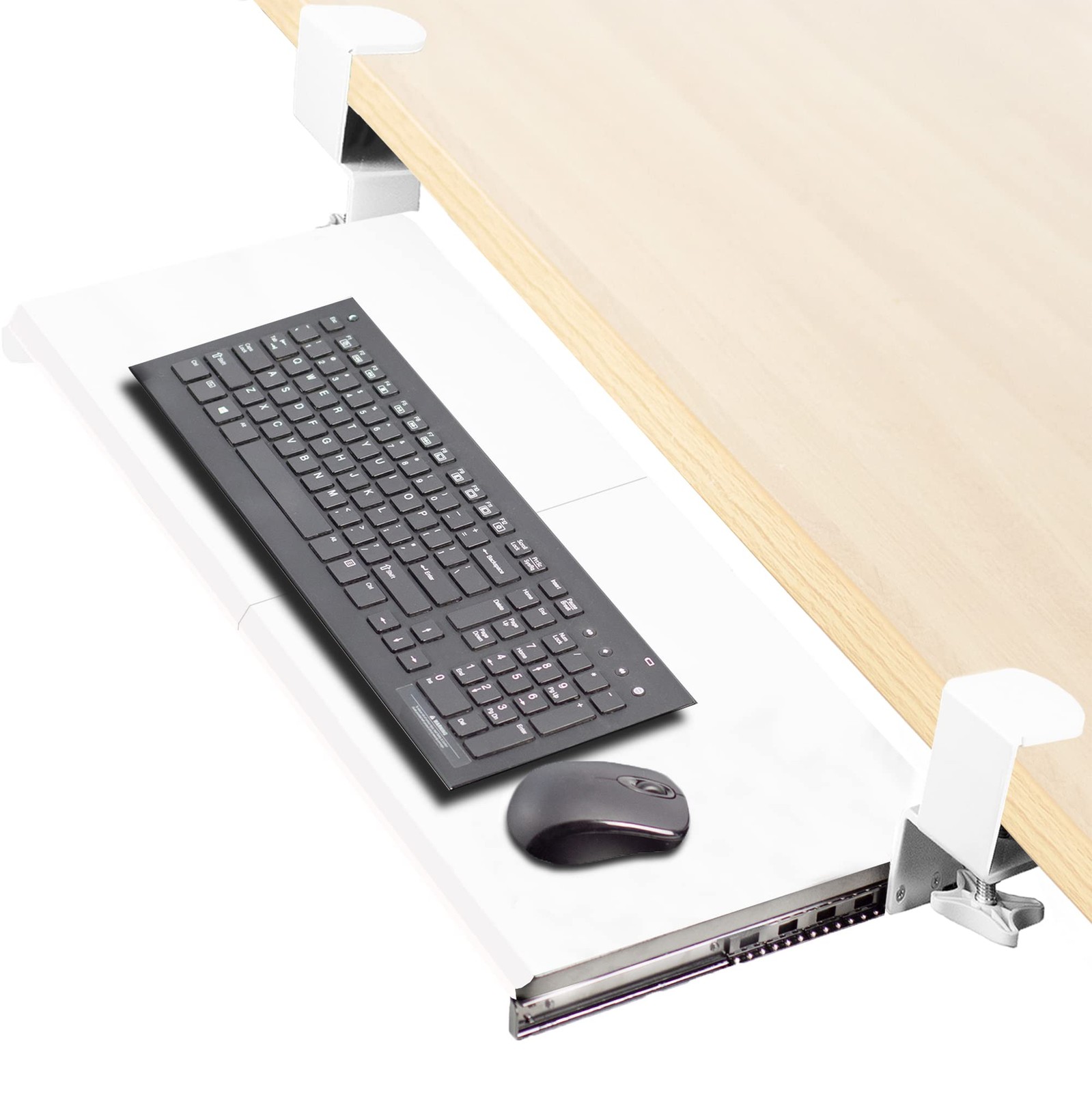 VIVO Large Clamp-on Computer Keyboard and Mouse Under Desk 27 inch, White