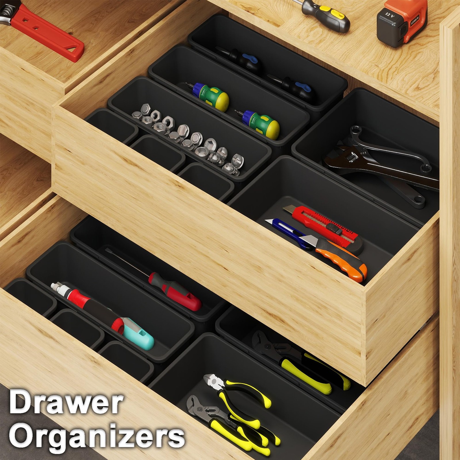 Desk Drawer Organizer Tray Set, 16PCS Plastic Drawer Organizer Bins for Offic…
