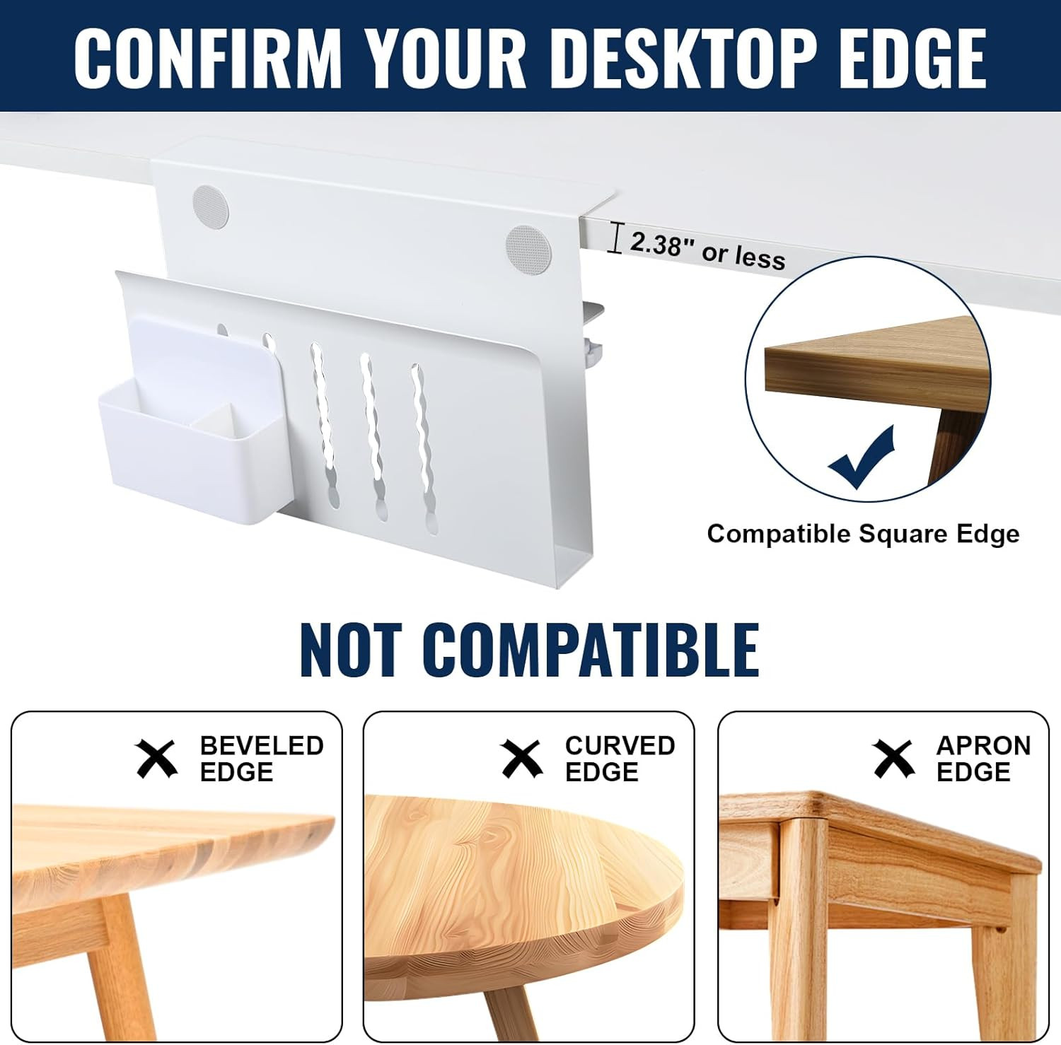 Desk Side Storage Organizer, Under Desk Laptop Holder with Magnetic Pen Holder,