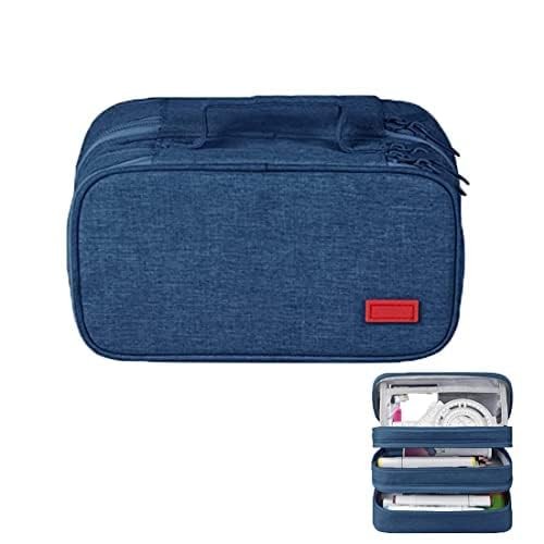 Large Capacity Pencil Case Pouch with 3 Compartments Portable Canvas Statione…