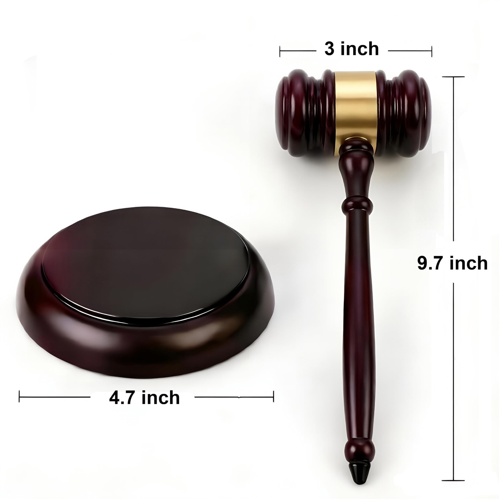 Apexstone Wooden Gavel with Block Set, Standard, Dark Red