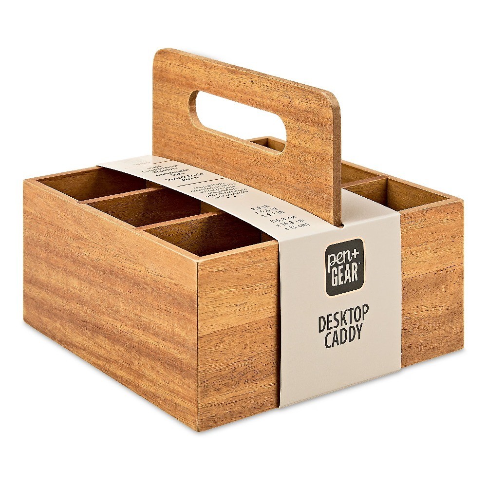 Desktop Organizer with 6 Compartments Storage Caddy 6.6 x 6.6 x 5.1 Inches