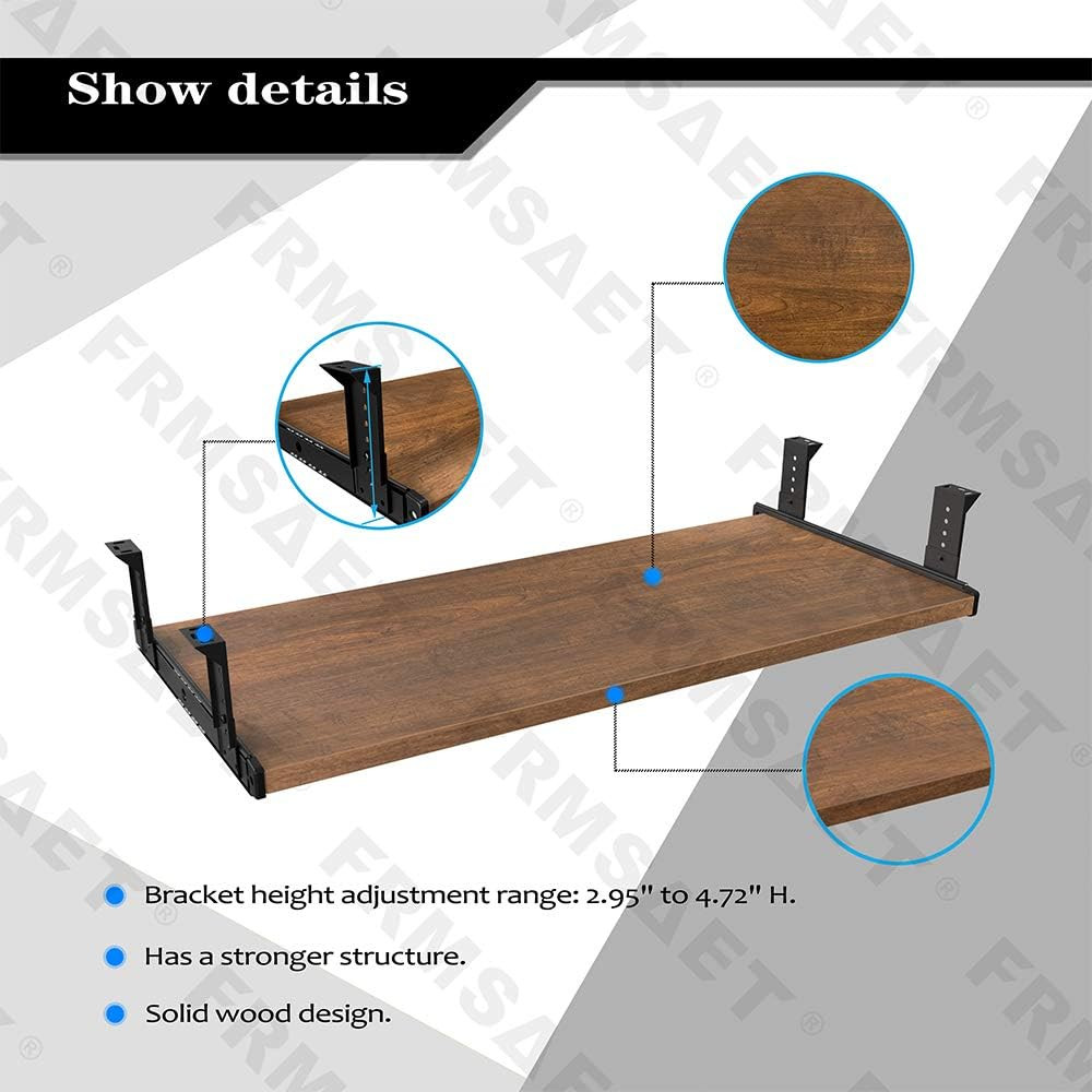 Adjustable 30″ Brown Keyboard Drawer Tray for Under Desk Storage Solutions