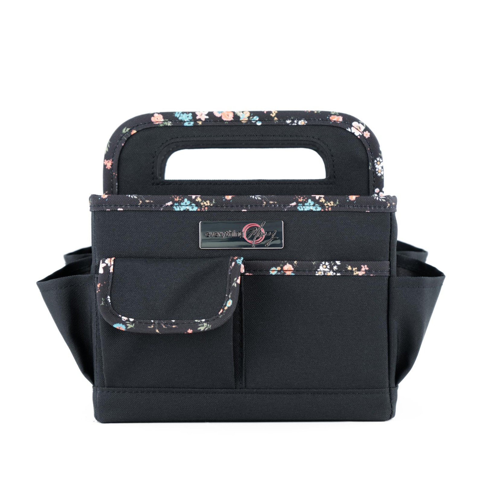 Craft Caddy Black Floral Art Storage Supply Organizer Tote School Office Home