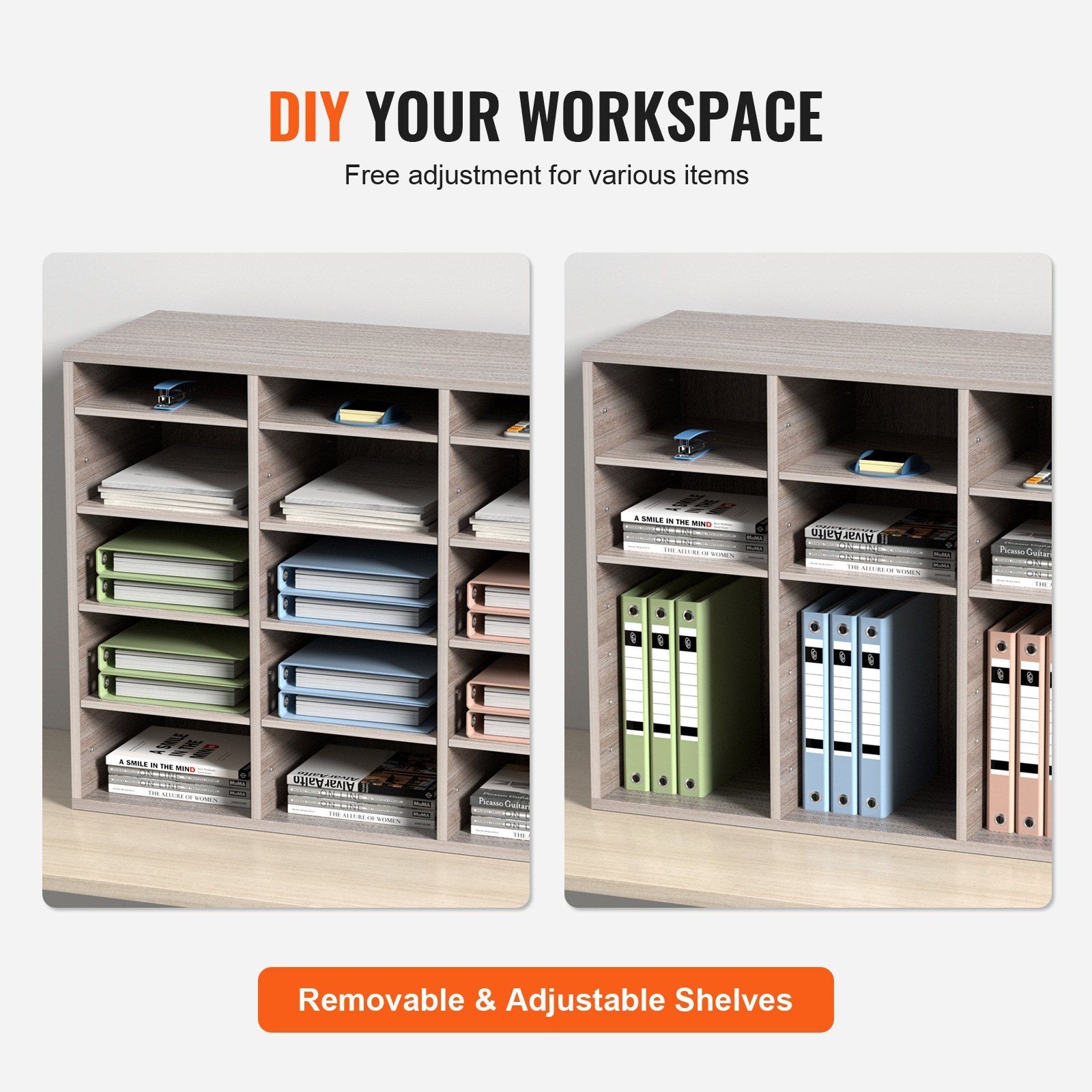 Durable 27-Slot Literature Storage Cabinet MDF Surface Smooth Finish