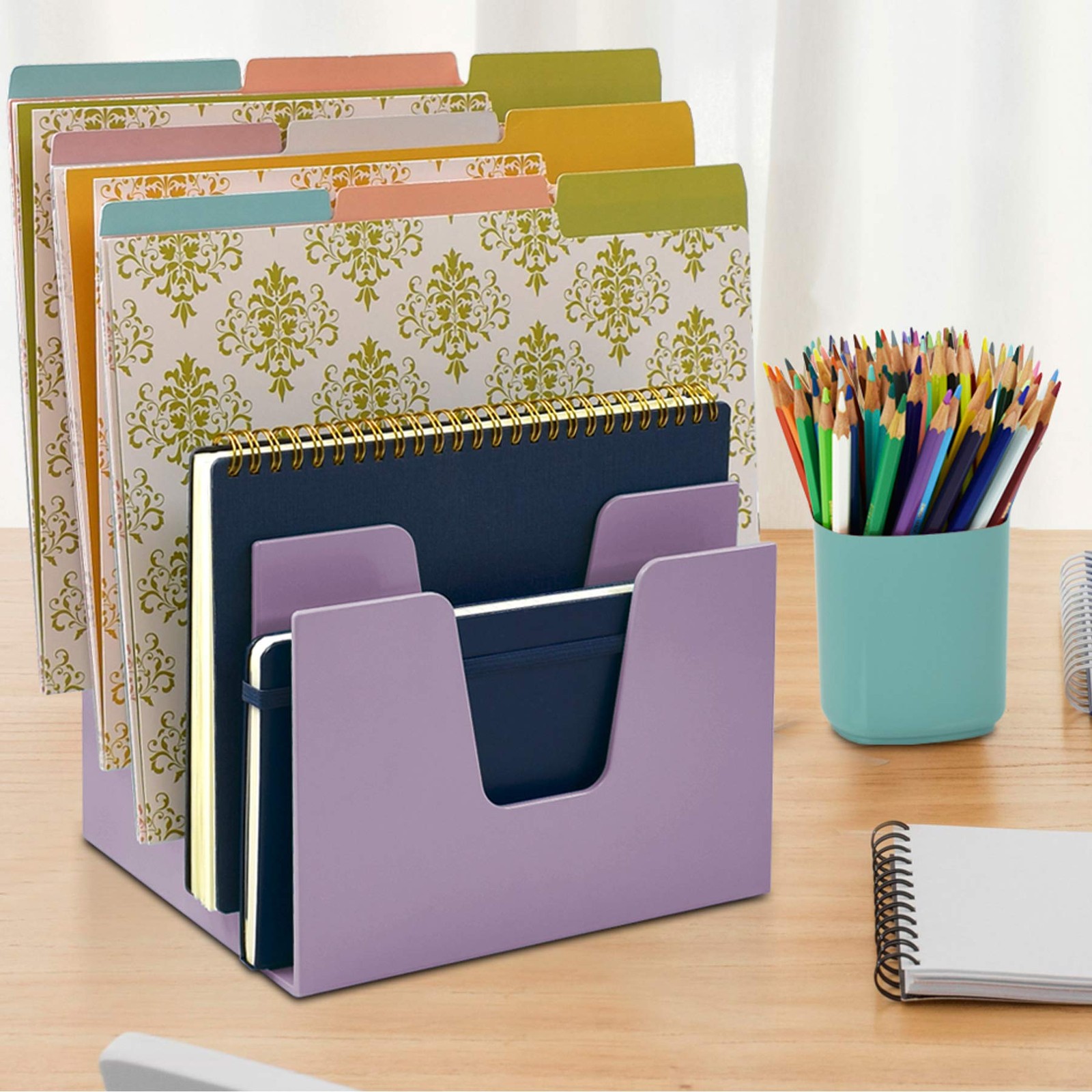 Acrimet 5 Section Incline File Sorter Organizer, Mail, A4, Solid Purple