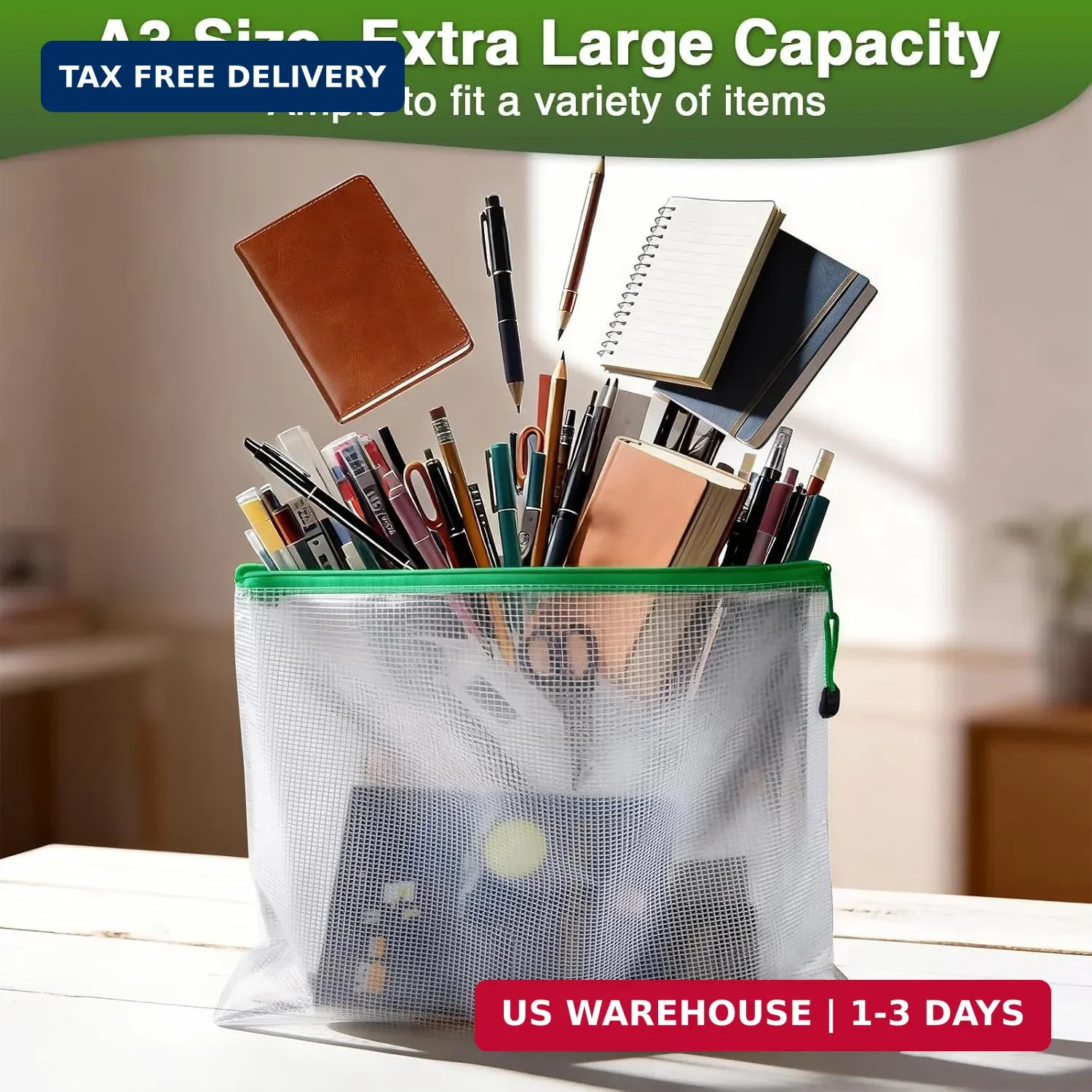Umriox 24 Pack 12 Colors Zipper Pouches for Organizing, A3 Size (16.9 x 12.4), B