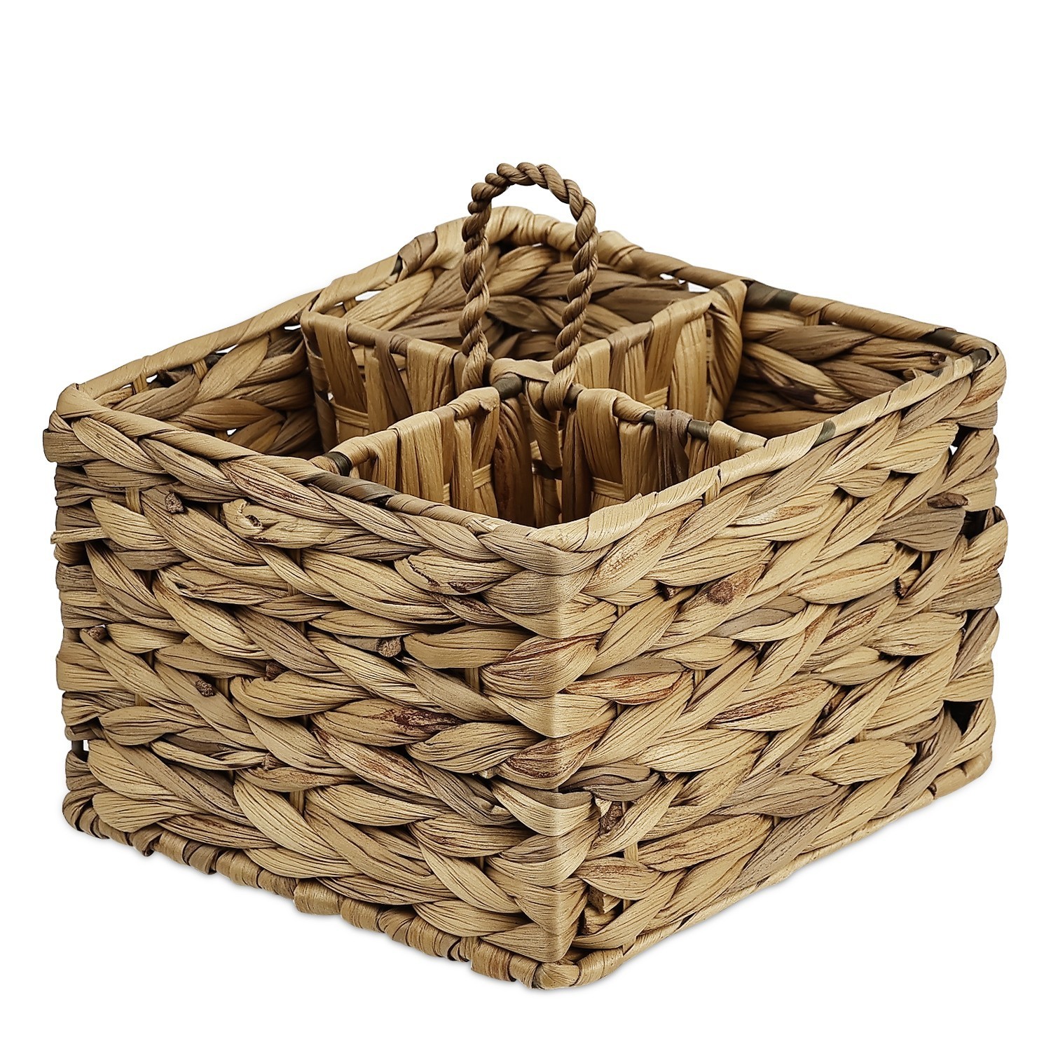 Garnen Pen Holder for Desk 4 Slots Wicker Basket Desk Pen Holder Organizer
