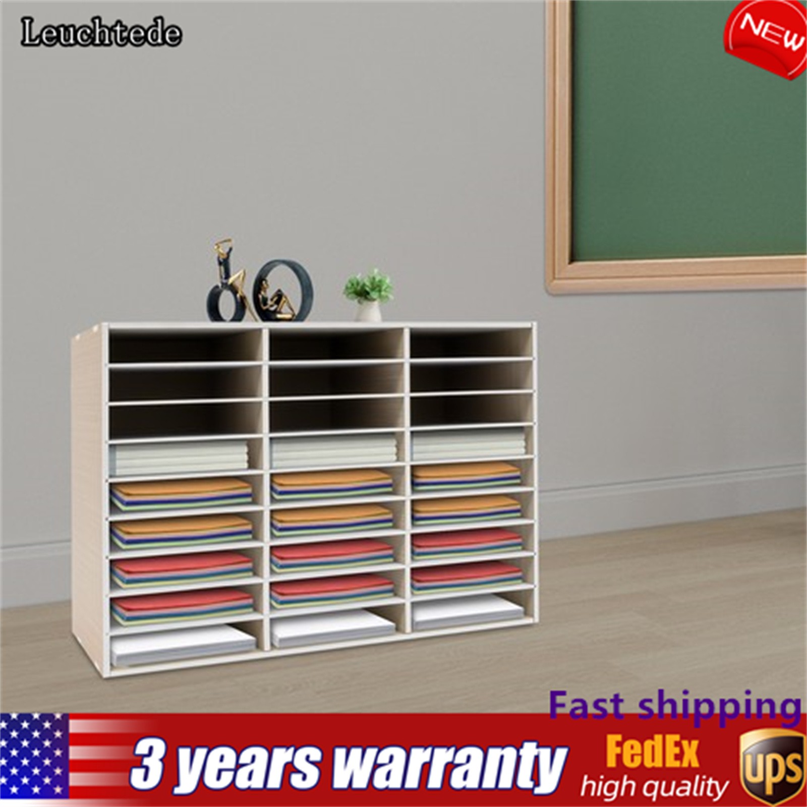 PVC Literature Organizer File Sorter Paper Storage Holder 27 Slots 32x12x22 in