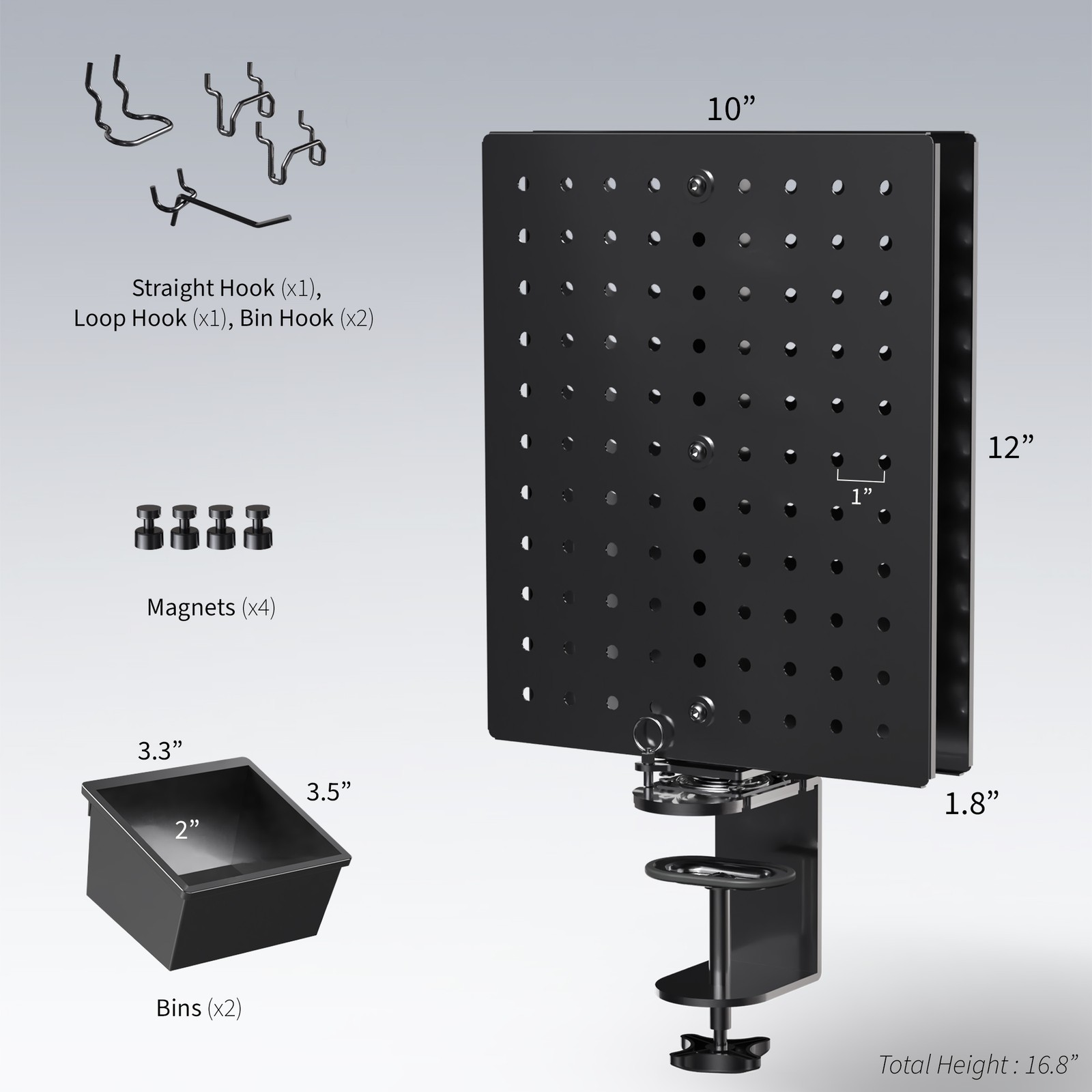 VIVO Steel Clamp-on 10″ x 12″ Rotating Pegboard, Magnetic Privacy Panel