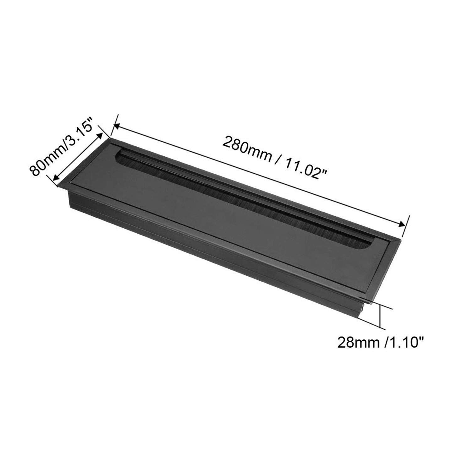 XMHF Aluminum Alloy Rectangle Wire Cable Grommet Hole 280 x 80mm;Black, Black