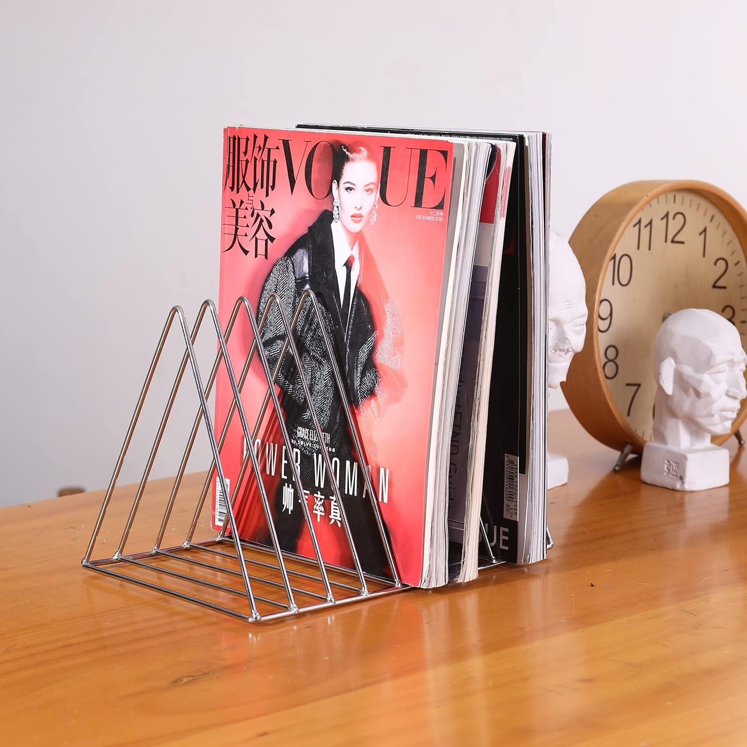 Sooyee 9 Slot Metal Magazine Holder, Silvery Desktop Organizer for Office and Ho