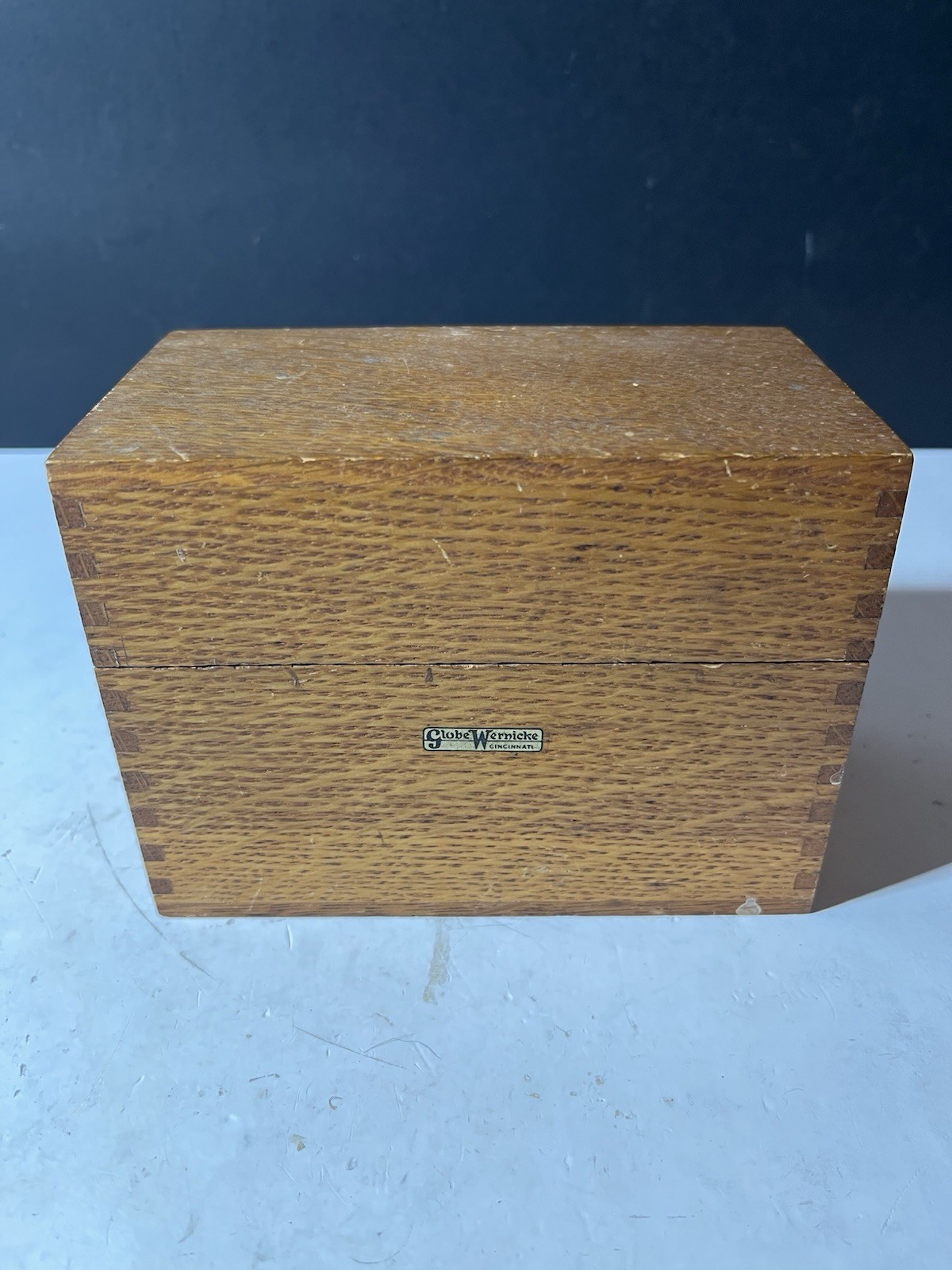 Vintage 1920s Globe Wernicke Oak Wood 84C File Recipe Box Full With Recipes