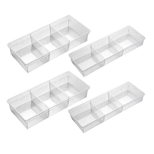 Desk Drawer Organizer Tray Set of 4 (2 Large + 2 Small) 10.24 Inch – Adjustable