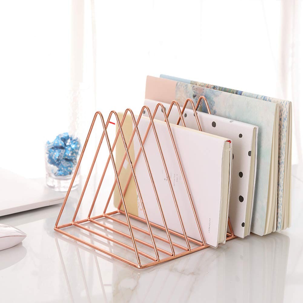 Sooyee 2 Pack 9 Slot Rose Gold Magazine Holder, Desktop File Sorter