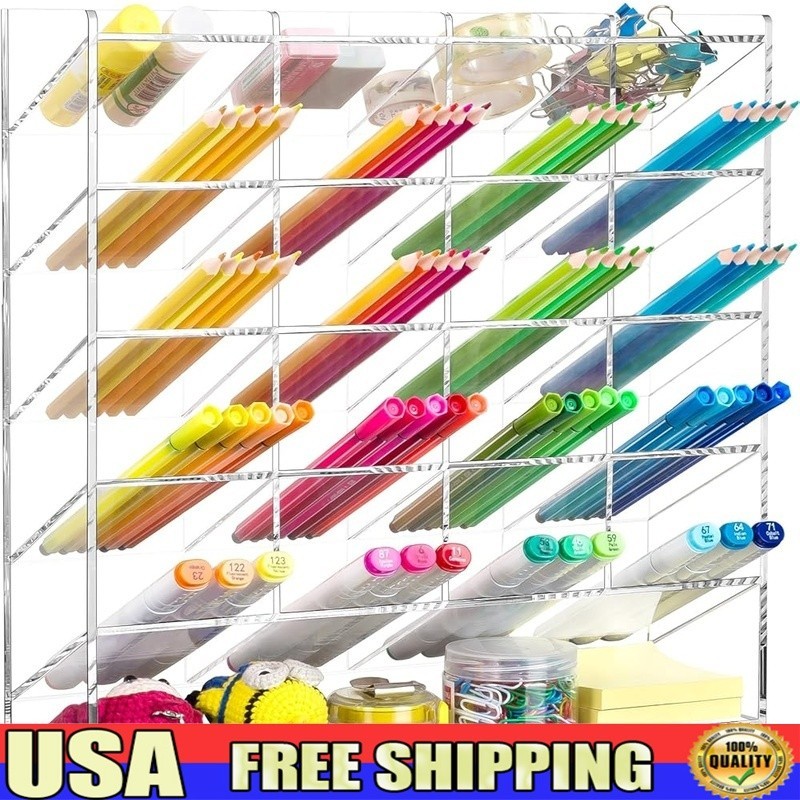 Acrylic Desk Organizer Marker Holder 21 Compartment Art Supply Storage New