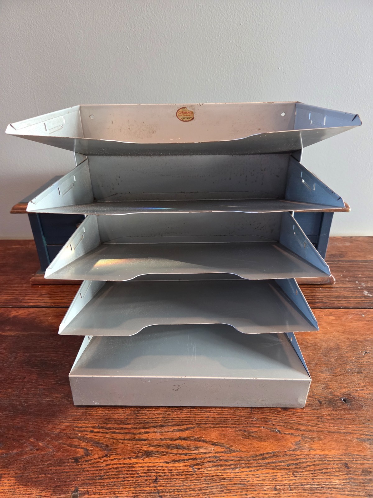VTG Metal Paper Holder 5 Shelf Tier File Tray Desk Organizer In Out