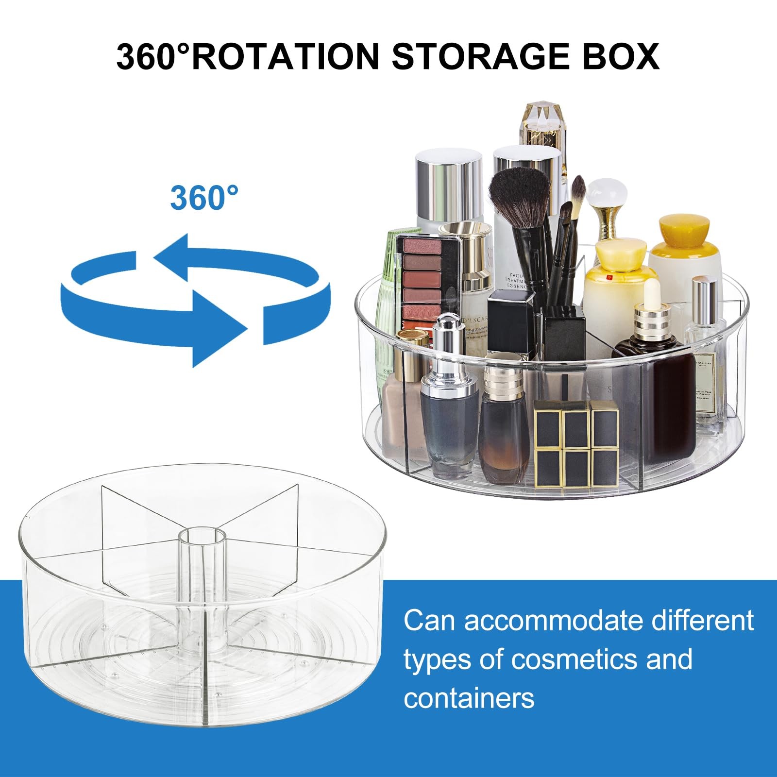 360° Rotating Makeup Organizer 11.5″ Clear Turntable Lazy Susan