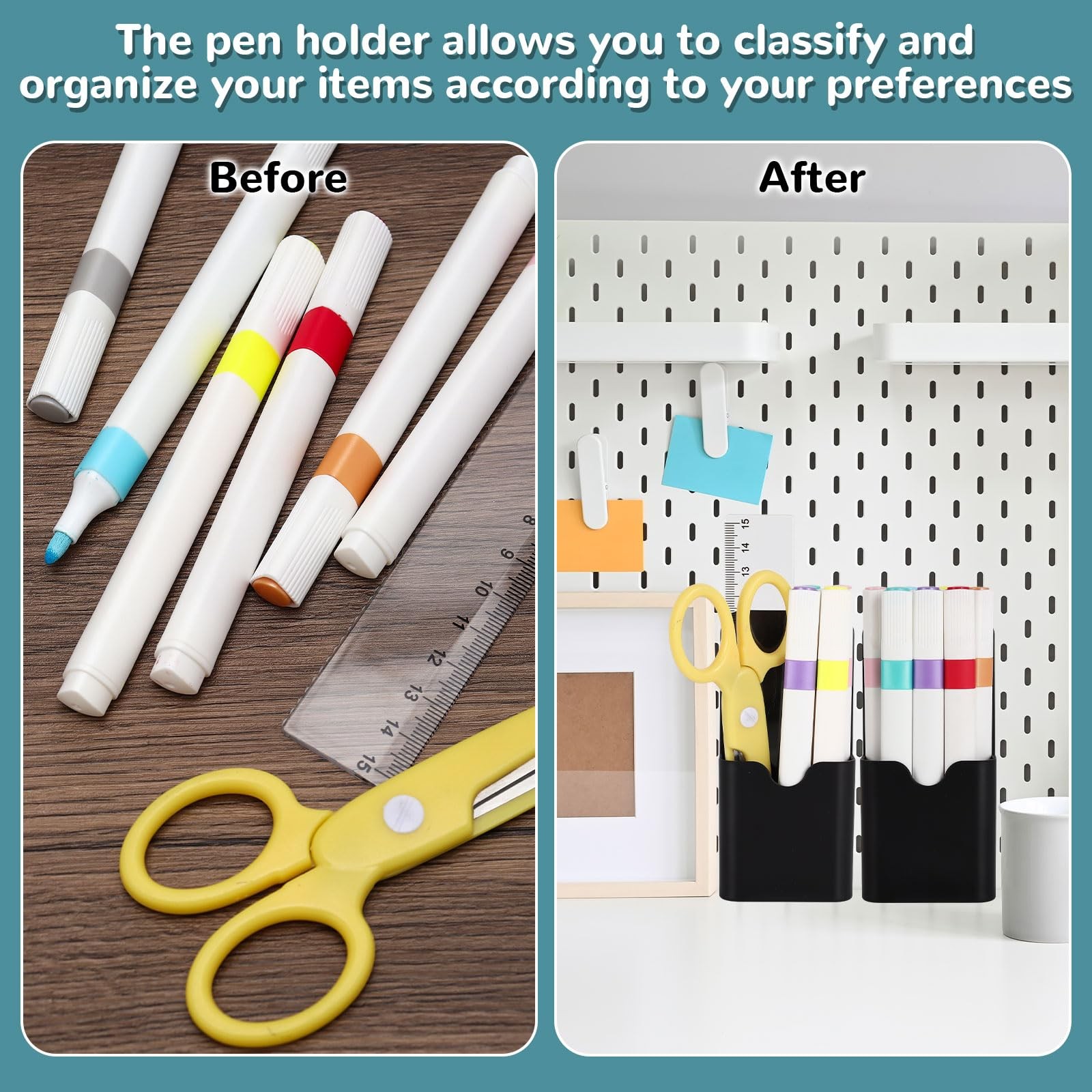 EMUTOL Plastic Magnetic Pen Holder, 2Pcs Dry Erase Marker Black