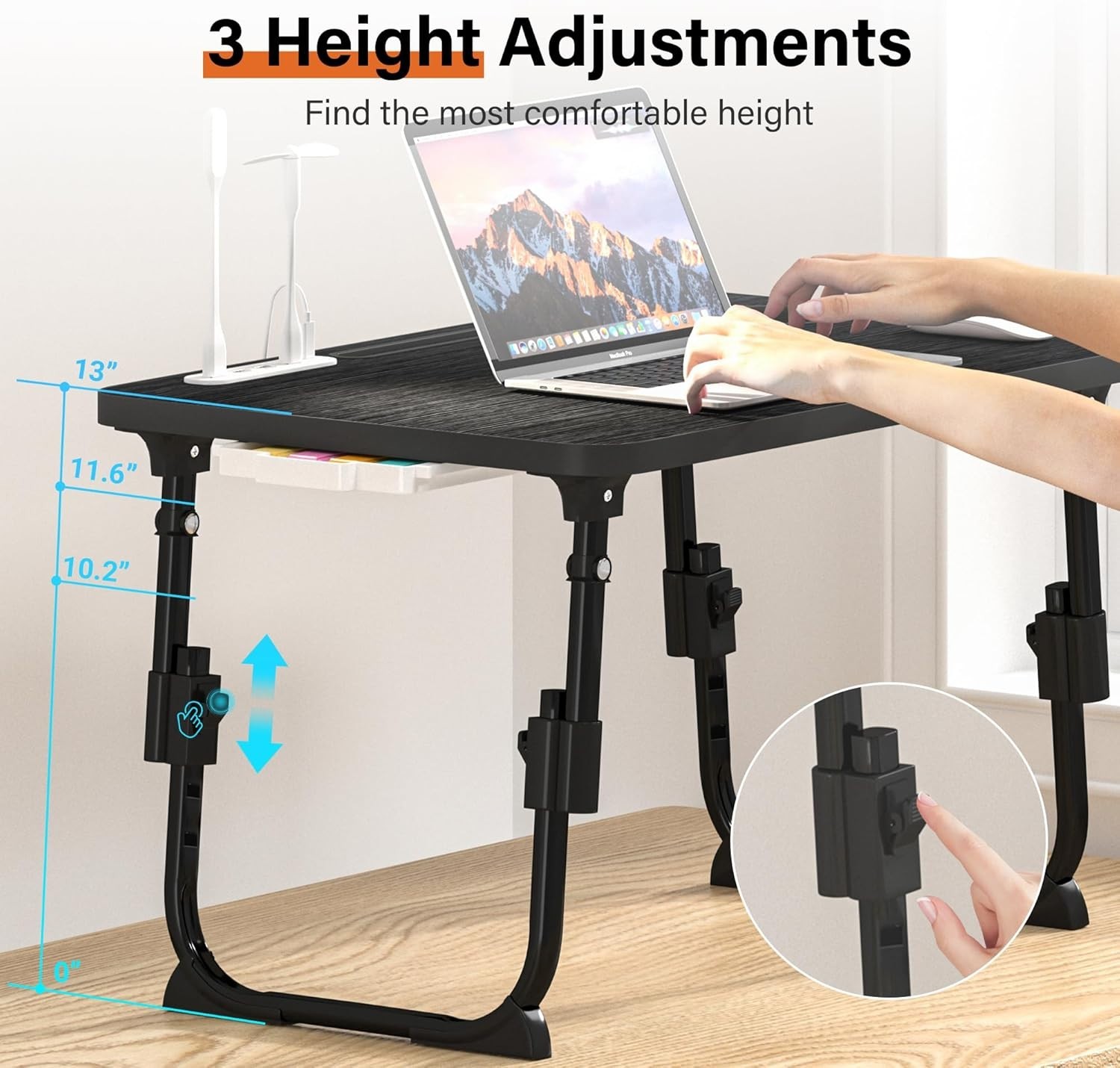 Brand NEW Lap Desk, Height Adjustable, USB Charging Port Storage