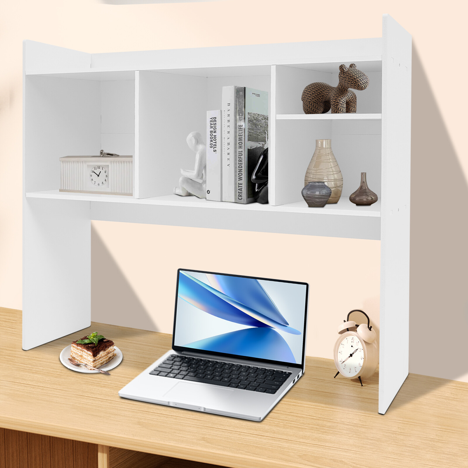 6 Grids Desk Bookshelf Desktop Storage Organizer Display Shelf Rack Dorm Office